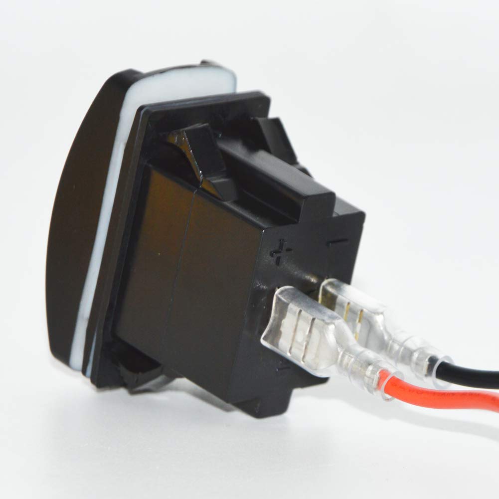 12V-24V Dual USB Charger Rocker Switch with Blue Backlight - Compatible with UTV, Polaris Ranger RZR XP Turbo, Can-Am Commander & Maverick X3 - Perfect for Off-Road Vehicles & Power Sports Accessories