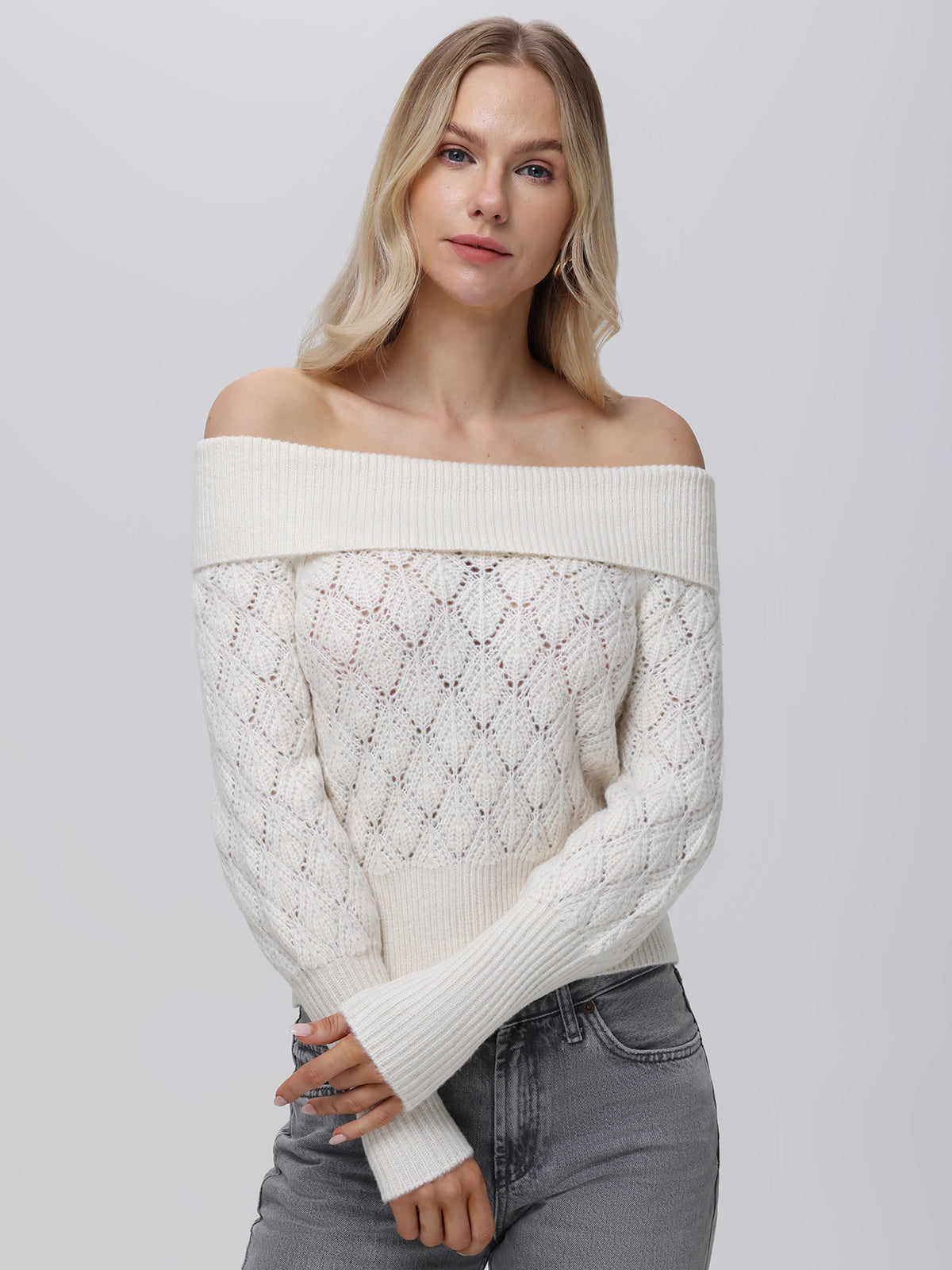 Camila Women's Off The Shoulder Sweater - Soft Knit Pullover for Fall & Winter - Perfect for Date Nights & Casual Outings