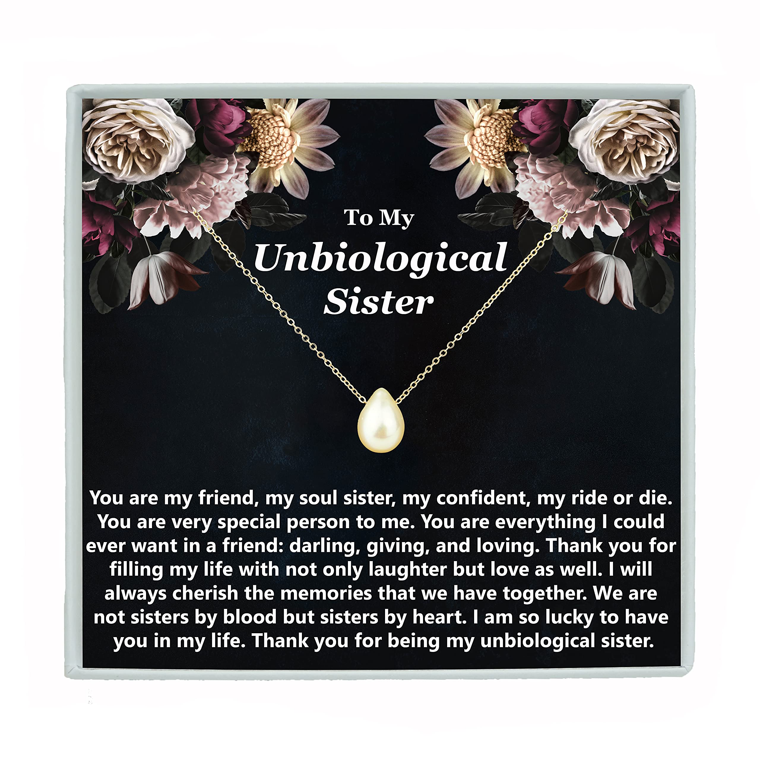 Pearl Necklace for Best Friend - Unbiological Sister Gift, Birthday Present for Soul Sister & BFF - Perfect for Anniversaries, Graduations & Special Occasions