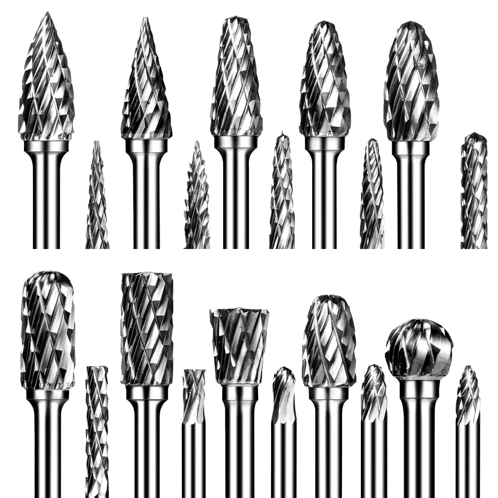 20Pcs Tungsten Carbide Burr Set - 1/8