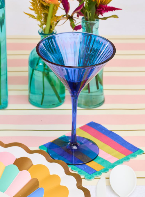 Modern Cobalt Martini Glass Set - 8 Oz Elegant Cocktail Glasses for Martinis, Margaritas & Wine - Perfect for Parties, Bars & Home Entertaining