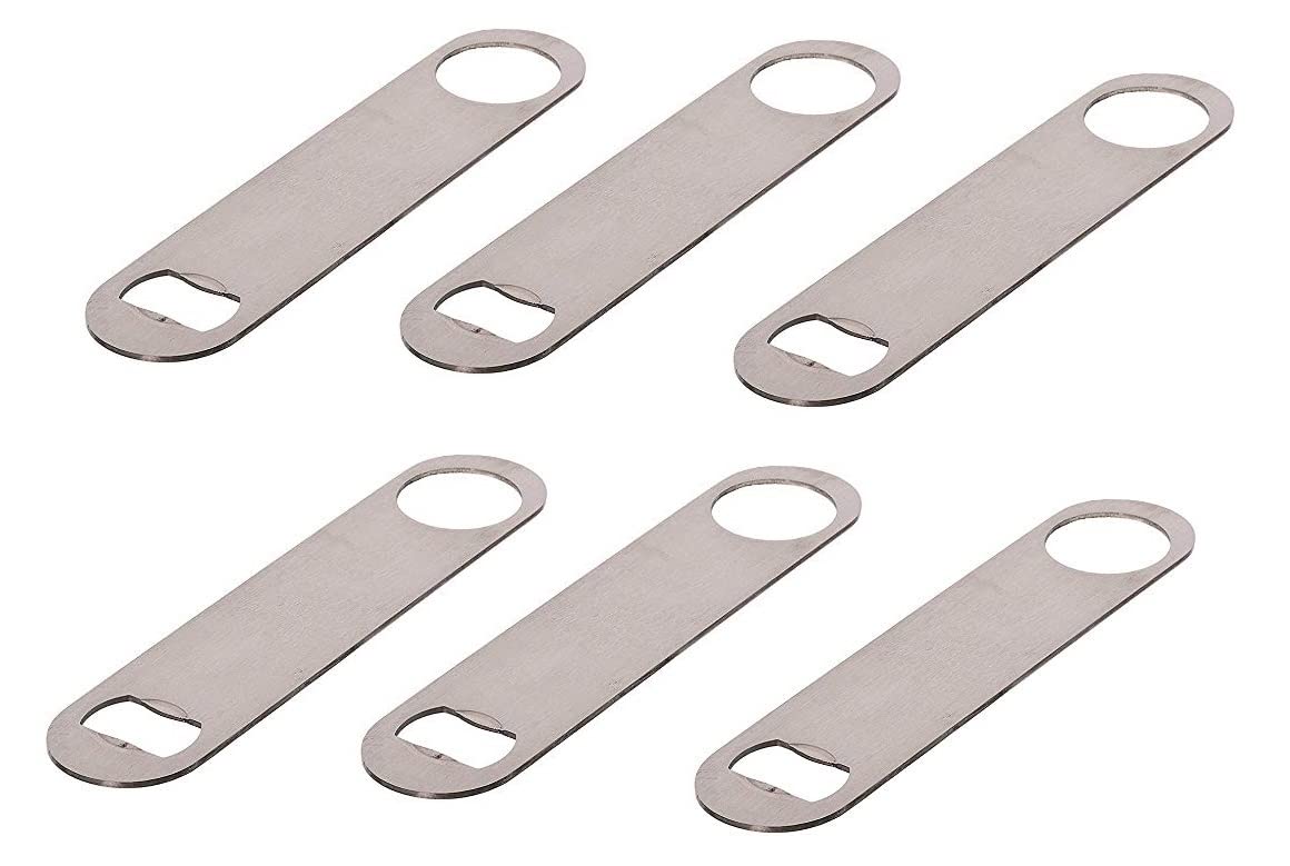 Premium Stainless Steel Bottle Opener Set of 6 - Bar, Beer & Soda Cap Remover - Durable Kitchen & Bar Tool for Home, Parties, Camping & Outdoor Use