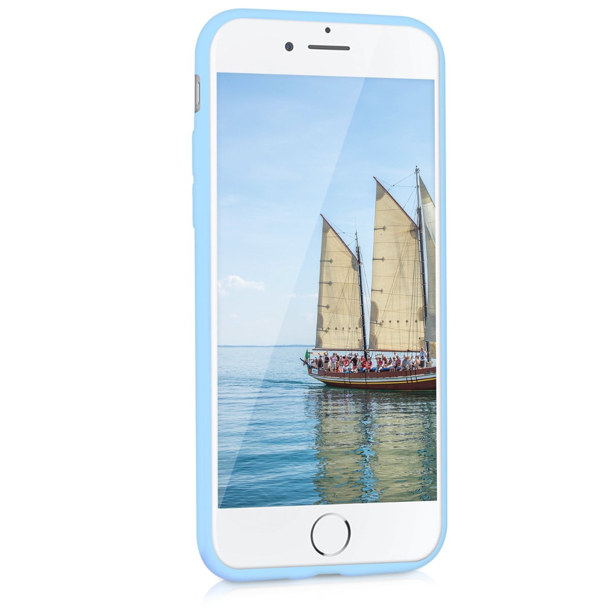 kwmobile Slim TPU Case for Apple iPhone SE (2022/2020) & iPhone 8/7 - Protective Soft Matte Cover in Light Blue | Perfect for Everyday Use & Drop Protection