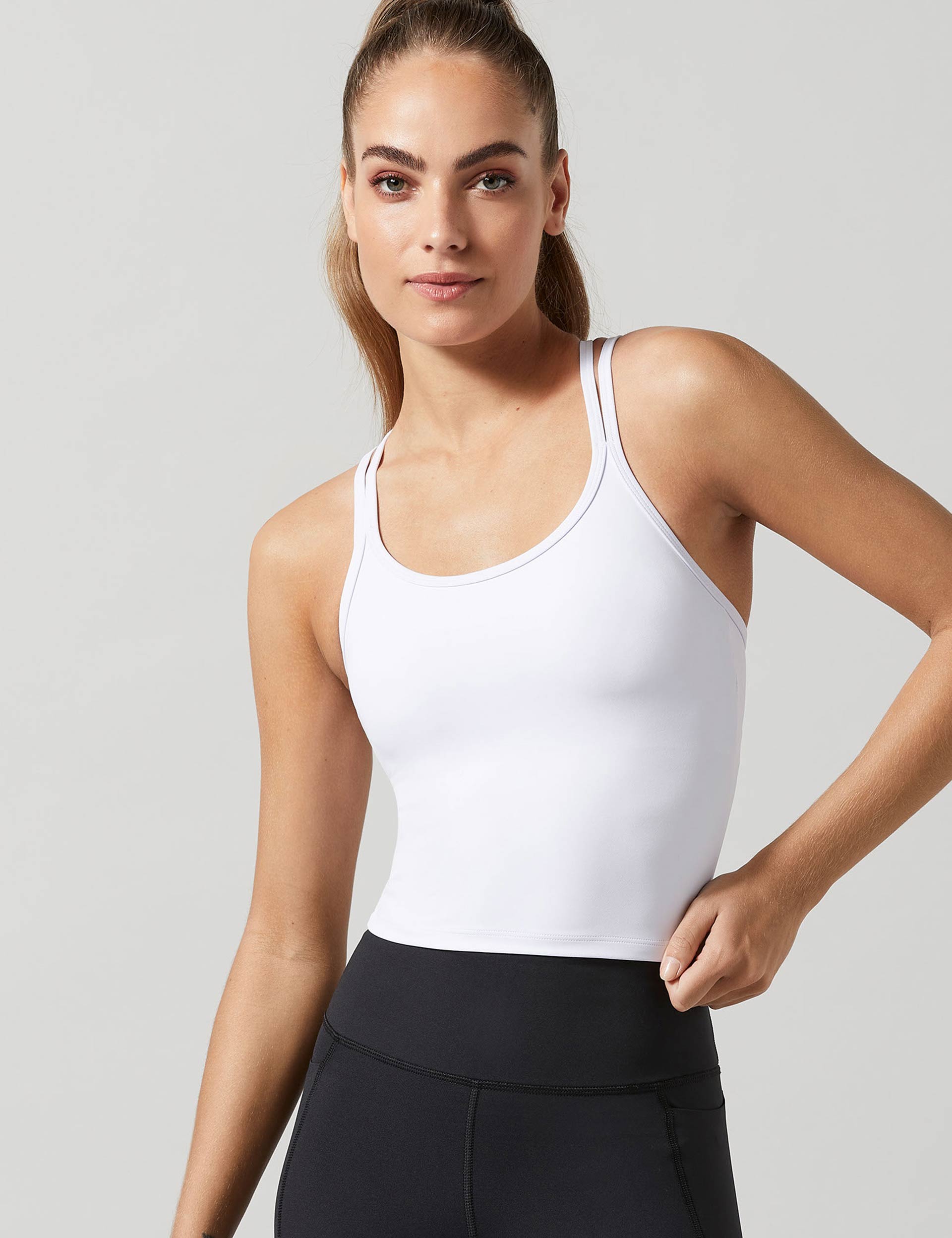 Monica Seamless Sports Bra Top - Bright White for Yoga, Running & Gym Workouts