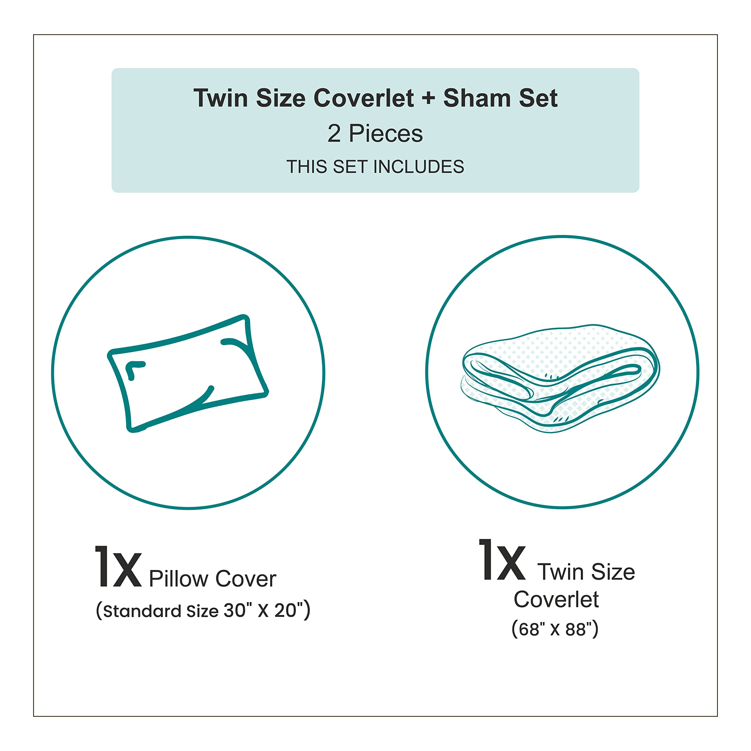 Ambesonne Guitar Bedspread Set - Abstract Music Themed Bedding with Birds on Strings & Clouds Design, 3-Piece Decorative Coverlet & 2 Pillow Shams, Twin Size in Turquoise Marigold White | Perfect for Music Lovers' Bedrooms, Dorm Rooms & Bohemian Decor