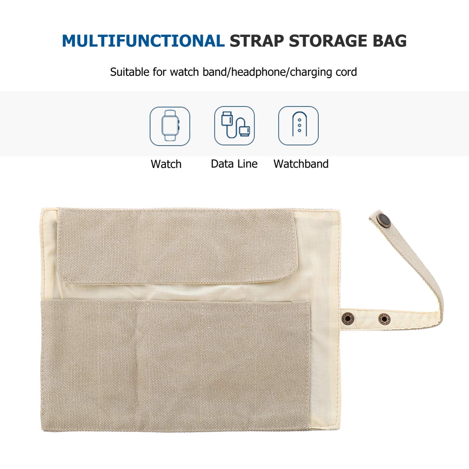 Hemobllo Khaki Canvas Watch Roll Organizer - Travel Watch Case for Men & Women - Compact Storage Pouch for Watches, Jewelry & Commuter Essentials - Perfect for Travel, Business Trips & Daily Use