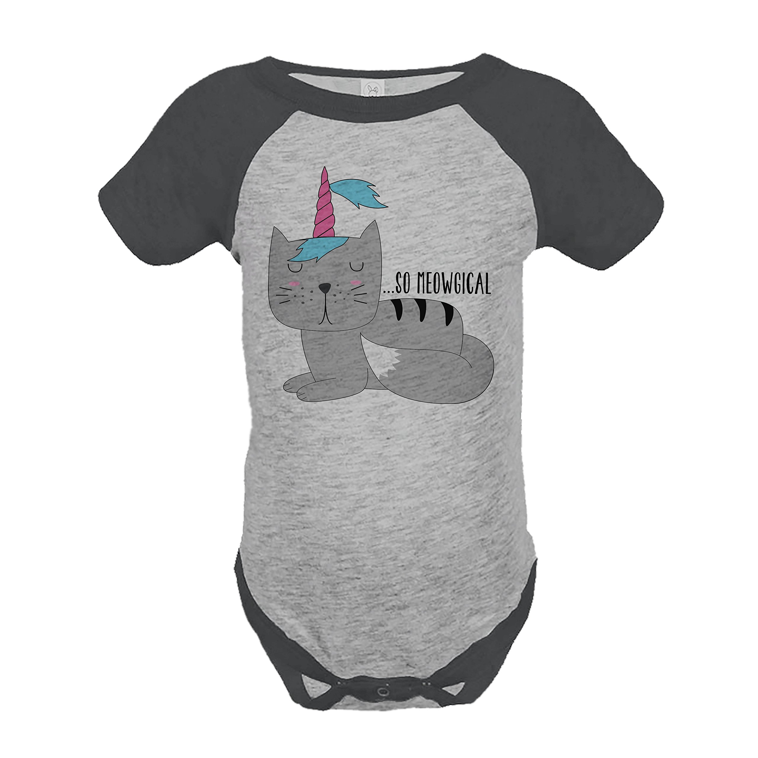 7 Ate 9 Apparel Kids Cat Unicorn One-Piece Romper - Soft Grey Baby Bodysuit for Girls & Boys | Perfect for Playdates, Birthday Parties & Photo Shoots
