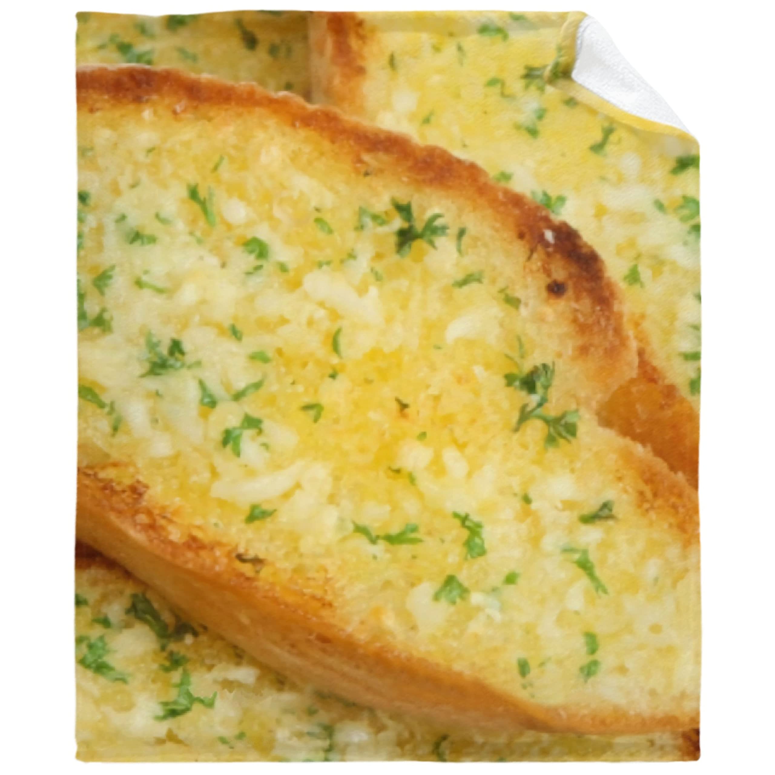Garlic Bread Plush Fleece Throw Blanket - Soft Cozy Funny Food Blanket Gift for Women & Girls - Lightweight Flannel Quilt for Sofa, Bed, Couch - XL Size for Family & Travel - Perfect for Movie Nights, Camping & Home Decor