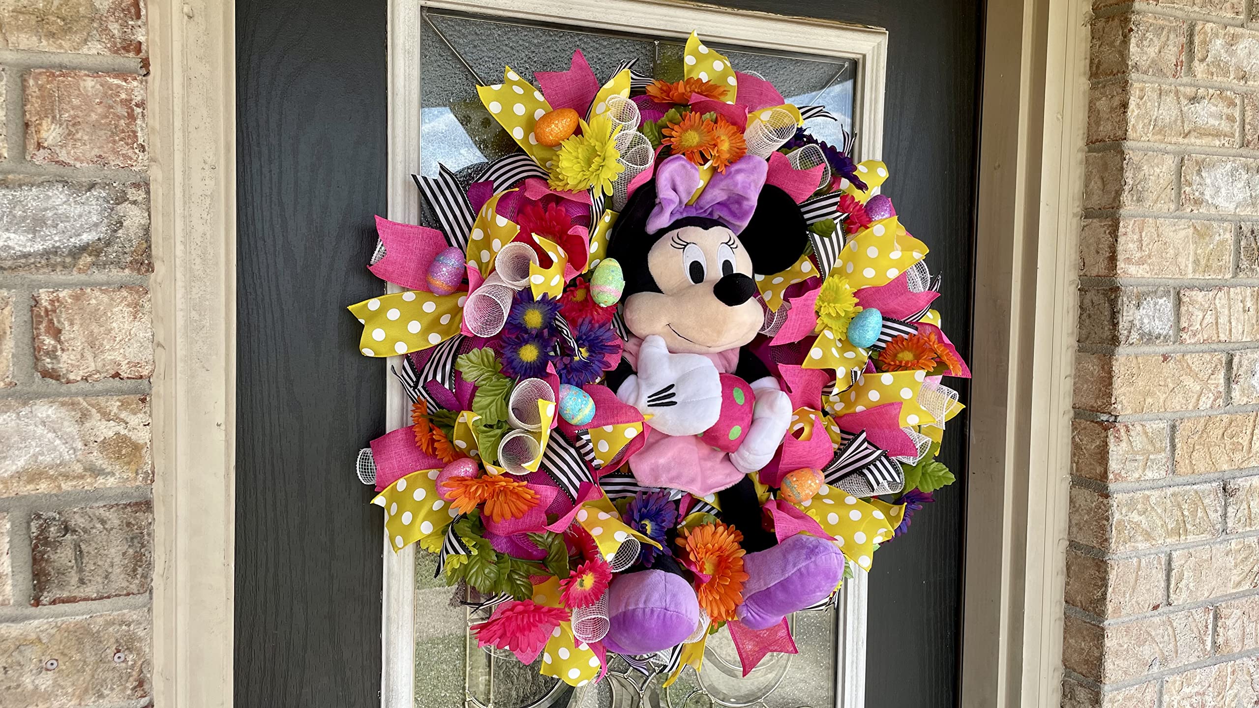 XL Plush Girl Mouse Easter Egg Wreath - Front Door Deco Mesh Wreath for Porch, Patio & Home Decor | Perfect for Easter Party Decorations, Bunny Egg Hunt & Spring Celebrations
