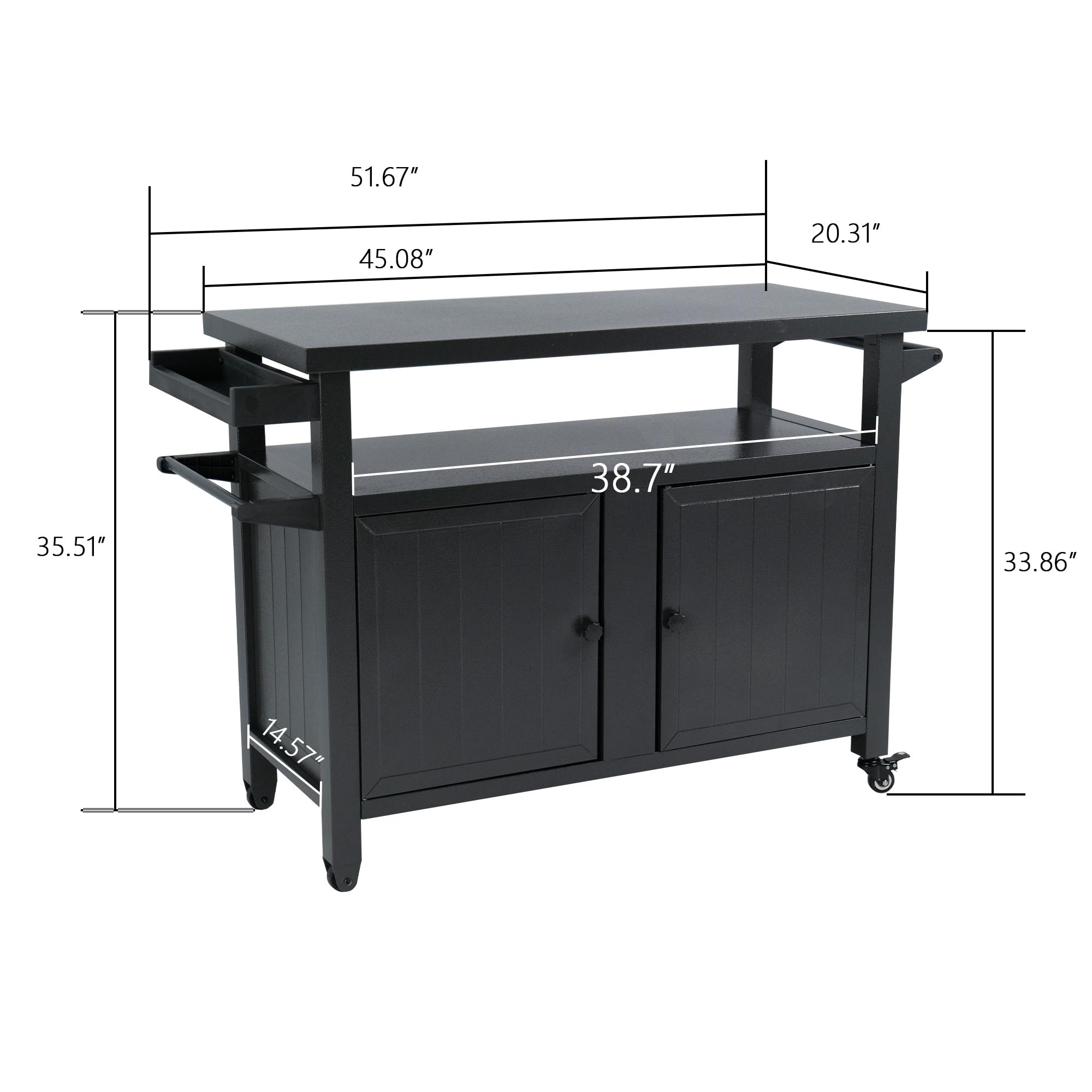 Kozyard BBQ Grill Storage Cart with Wheels - Heavy Duty Metal Outdoor Grill Table & Prep Station for Patio, Backyard, Home Kitchen, Party & Bar - Grey (KZGC24) | Perfect for Outdoor Cooking, Dining & Entertaining