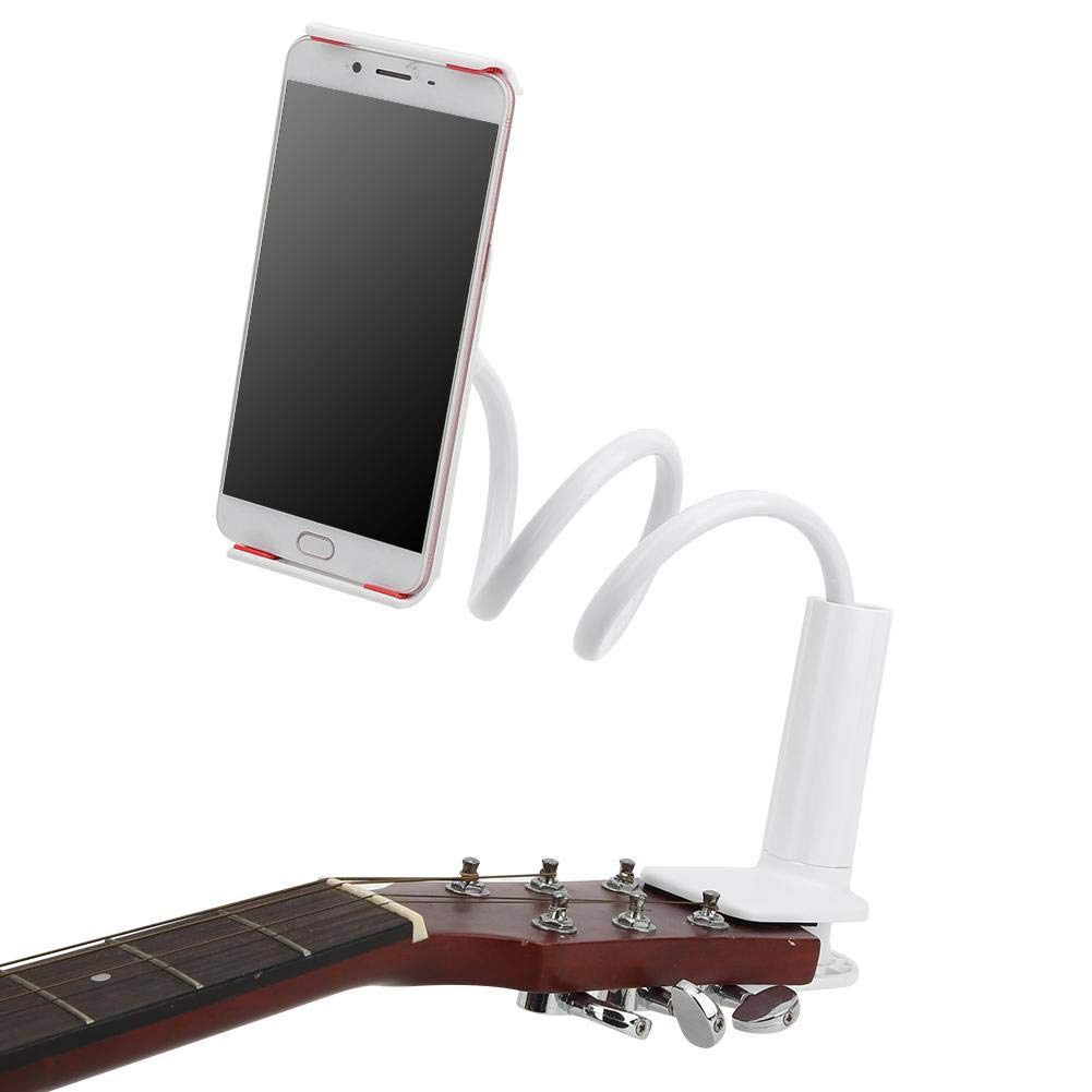 Dilwe Universal Guitar Phone Holder - Plastic & Metal Clip for Cell Phone, Perfect Guitar Accessory for Musicians (White) | Great for Live Performances, Practice Sessions & Music Videos