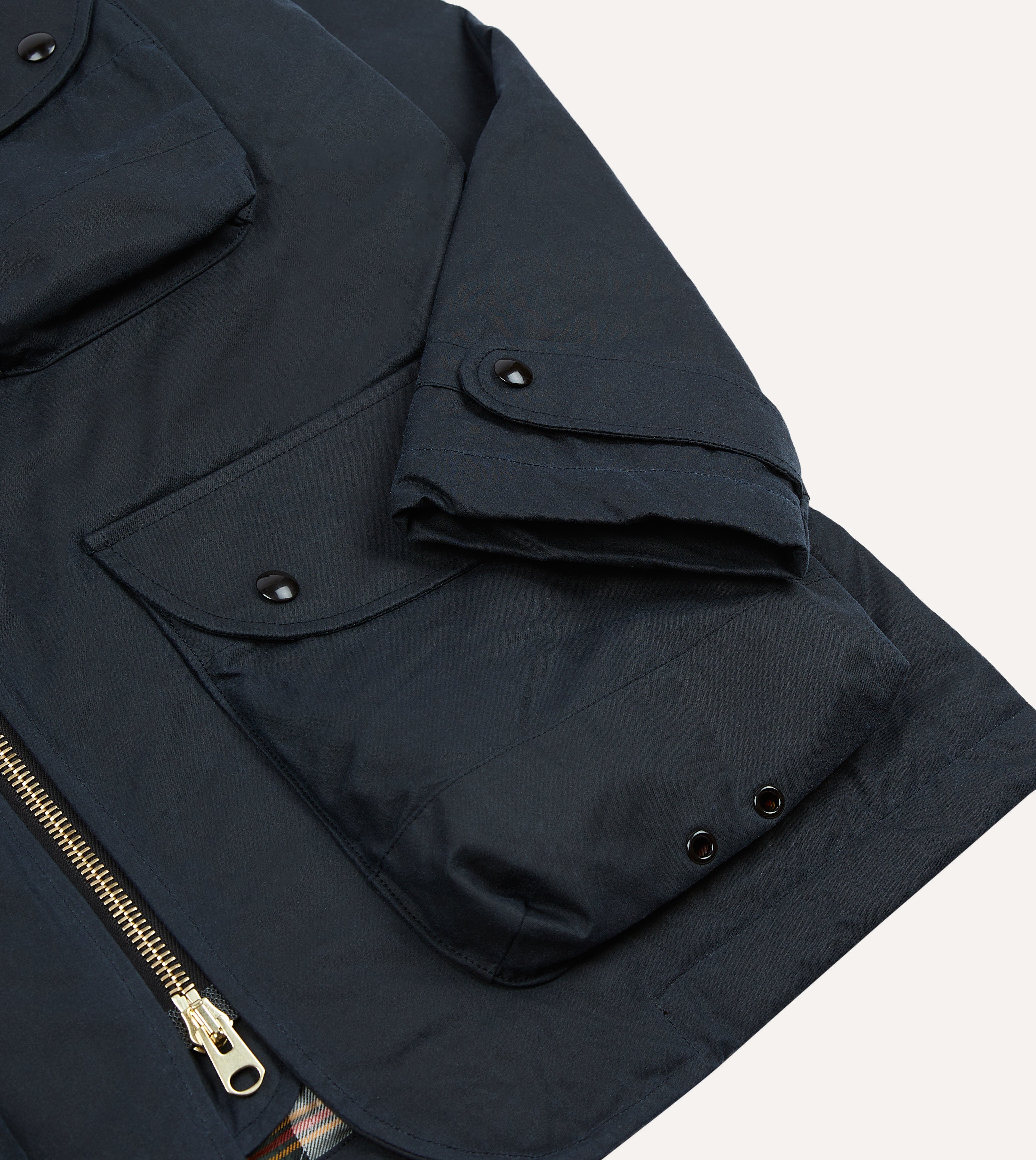 Men's Navy Waxed Cotton Coverall Jacket - Waterproof Workwear for Outdoor, Farming & Motorcycle Riding