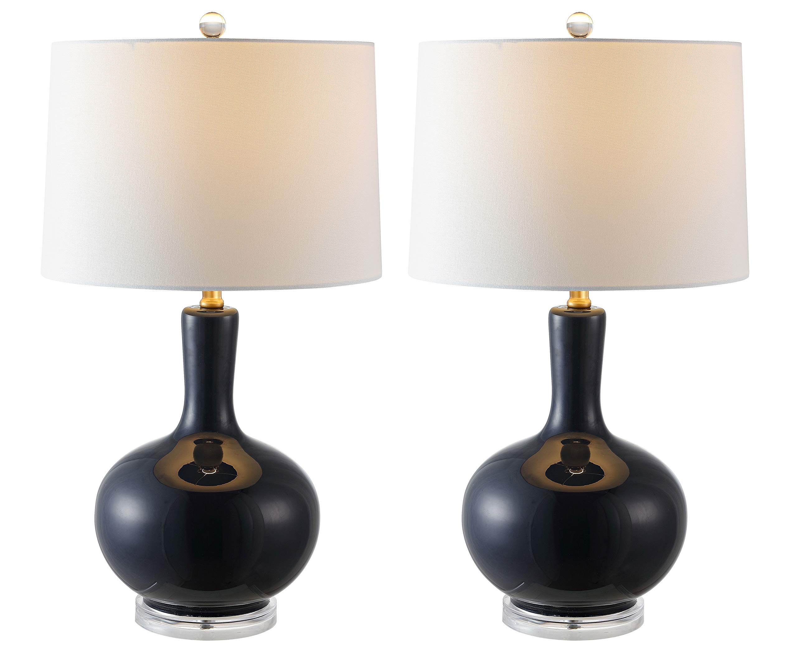 SAFAVIEH Nilla Modern Contemporary Navy & Clear 27-Inch Table Lamp Set of 2 with LED Bulbs - Perfect for Bedroom, Living Room, Home Office & Nightstand Lighting