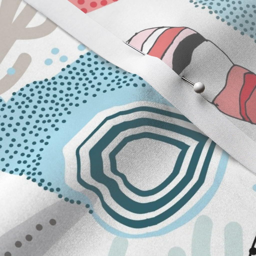 Premium Satin Fabric by The Yard - Island Sea Shells Print for Sewing, Apparel, Lining, Fashion, Blankets & Home Decor | Perfect for Beach-Themed DIY Projects & Coastal Interior Design