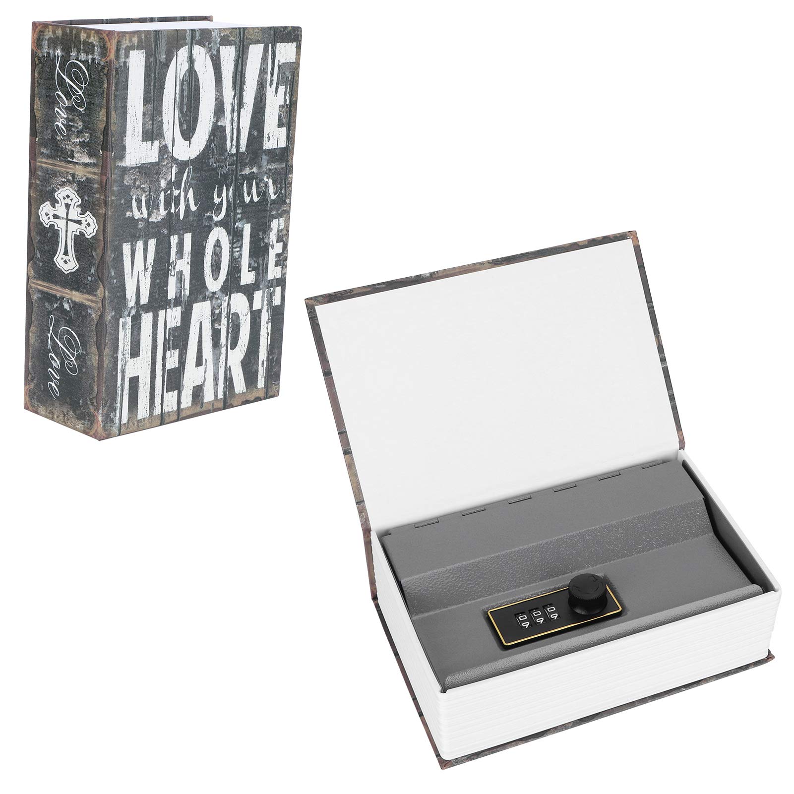 Puseky Mini Simulation Dictionary Book Safe Box with Combination Lock - Secure Storage for Coins, ID Cards, Documents & Jewelry - Perfect for Home Office, Dorm Room & Travel Use