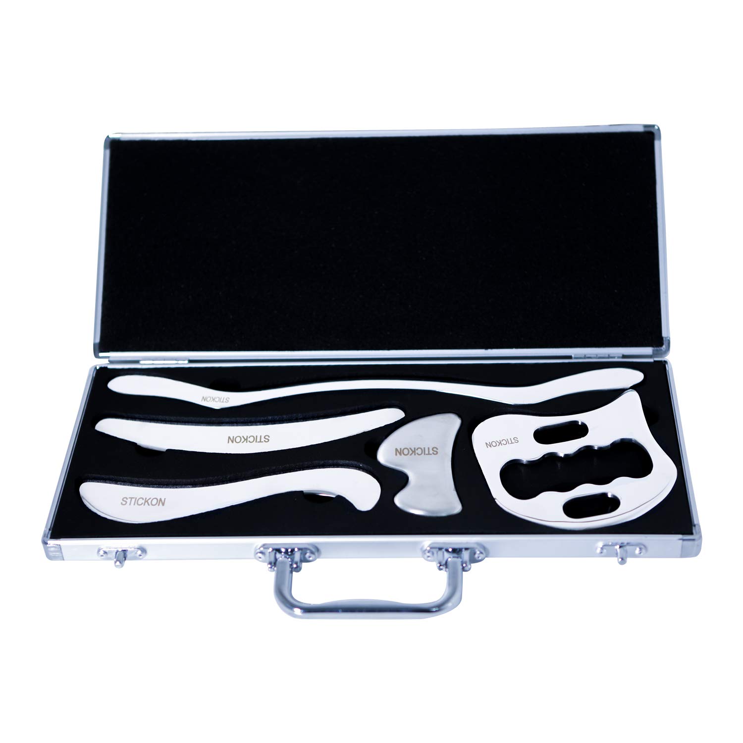 STICKON Stainless Steel Gua Sha Scraping Massage Tool Set - IASTM Therapy Tools for Soft Tissue Mobilization (O Shape) | Professional Muscle Relief & Facial Rejuvenation for Home Spa & Physical Therapy