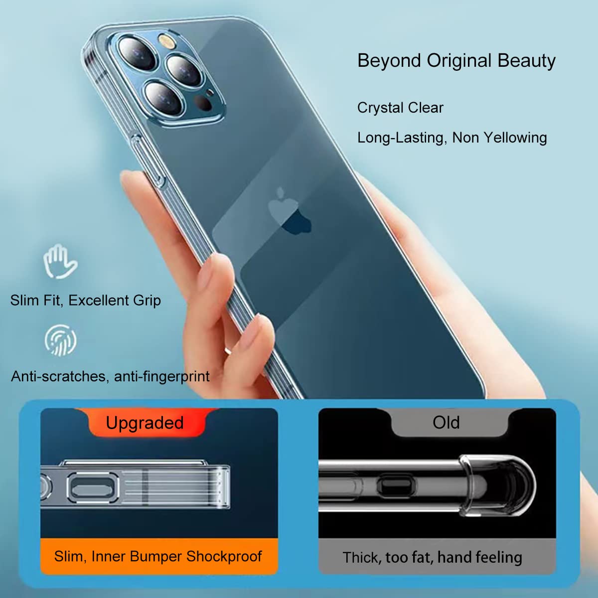 ZEZHOU iPhone 11 Pro Max Clear Case with Camera Lens Protector - Anti-Yellowing, Electroplated Edge & Shockproof Silicone Bumper - Slim Protective Cover for iPhone 11 Pro Max 6.5
