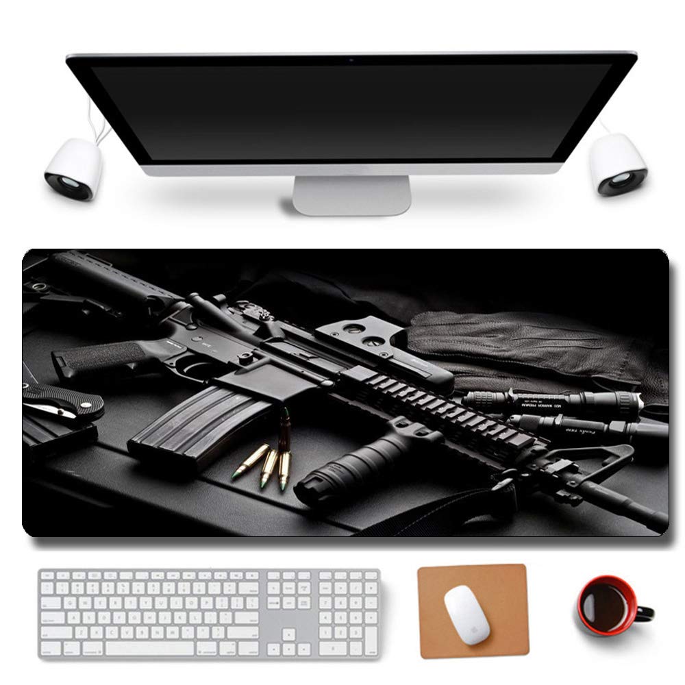 RTGGSEL 31.5x11.8 Inch Non-Slip Extended Gaming Mouse Pad with Stitched Edges - Extra Large Keyboard Mat for PC, Laptop & Office Use (AK47 Design) - Perfect for Gamers, Programmers & Home Office Workstations