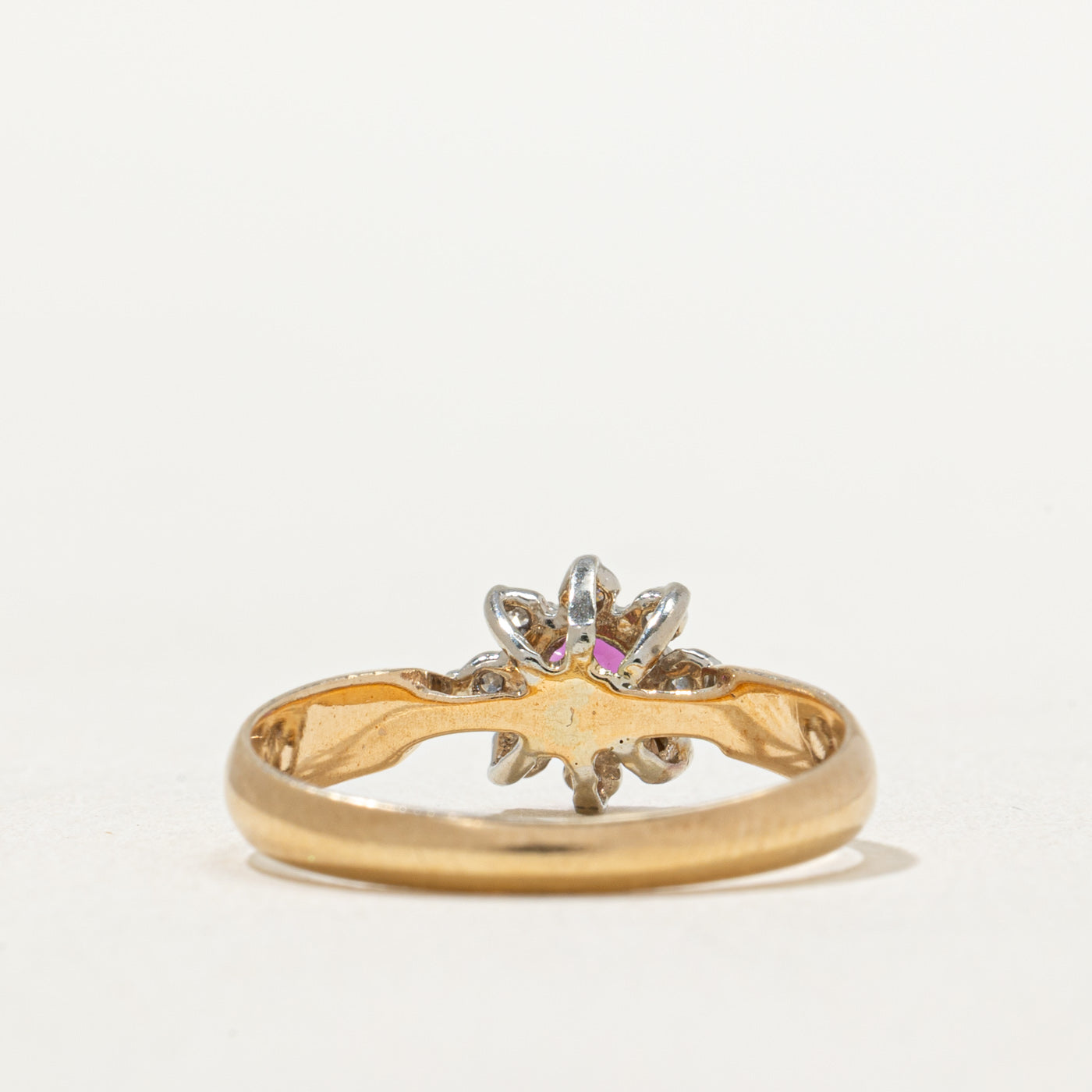 Ruby & Diamond Petal Ring - 0.25ct Center Stone & 0.08ctw Accents - Size 6.25 - Elegant Floral Jewelry for Women - Perfect for Weddings, Anniversaries & Special Occasions