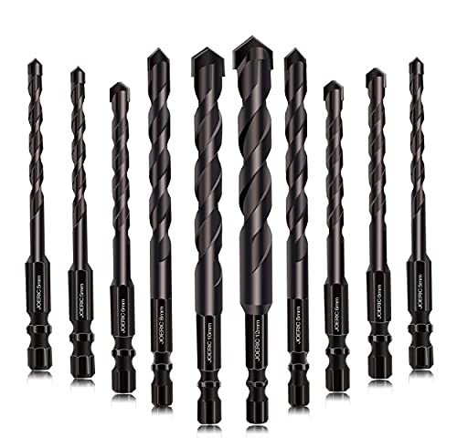 10PCS Black Masonry Drill Bits Set - Tungsten Carbide Tipped for Concrete, Brick, Tile, Glass, Plastic & Wood (5-12mm) | Perfect for DIY Home Projects, Construction Work & Professional Use