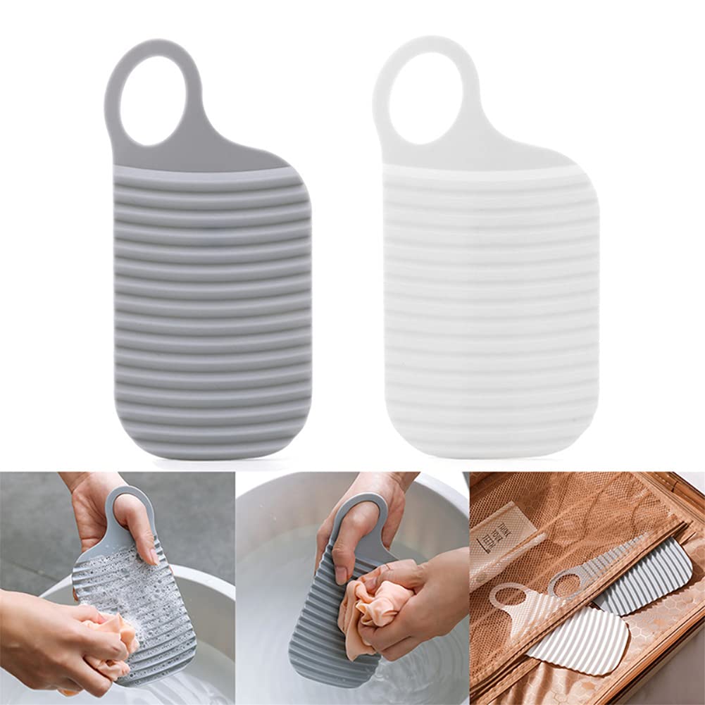 Yiouekiun 2-Pack Mini Plastic Washboard - Portable Travel Laundry Board for Kids Clothes, Shirts & Small Items | Compact Hand Washing Tool for Camping, Dorms & RV Trips