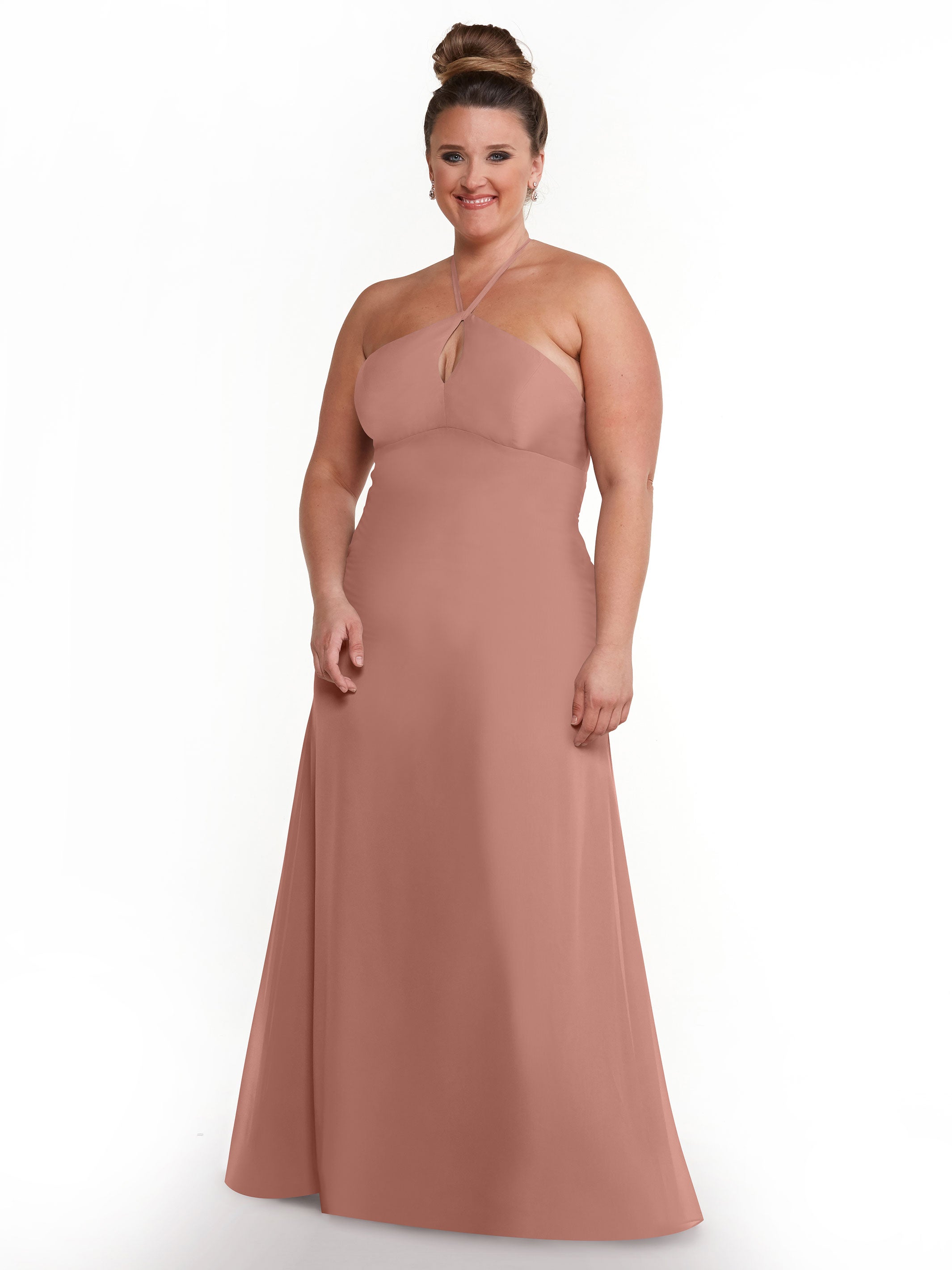 Elegant A-Line Chiffon Bridesmaid Dress with Keyhole Halter Neckline - Perfect for Weddings, Formal Events & Special Occasions