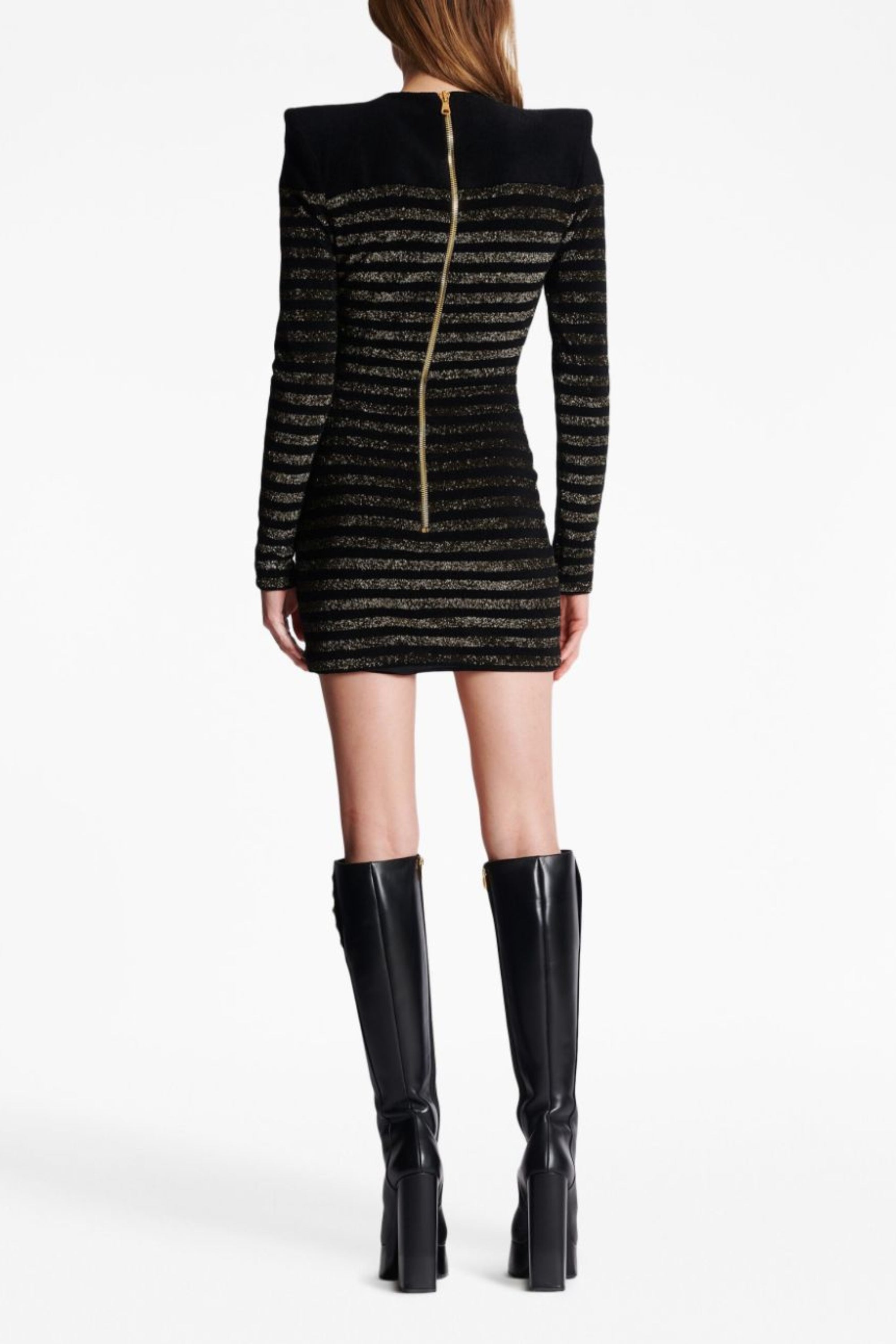 CARLIN JERSEY STRIPE LONG SLEEVE MINI DRESS IN BLACK | Women's Fashion Casual Dress for Party, Date Night & Office Wear