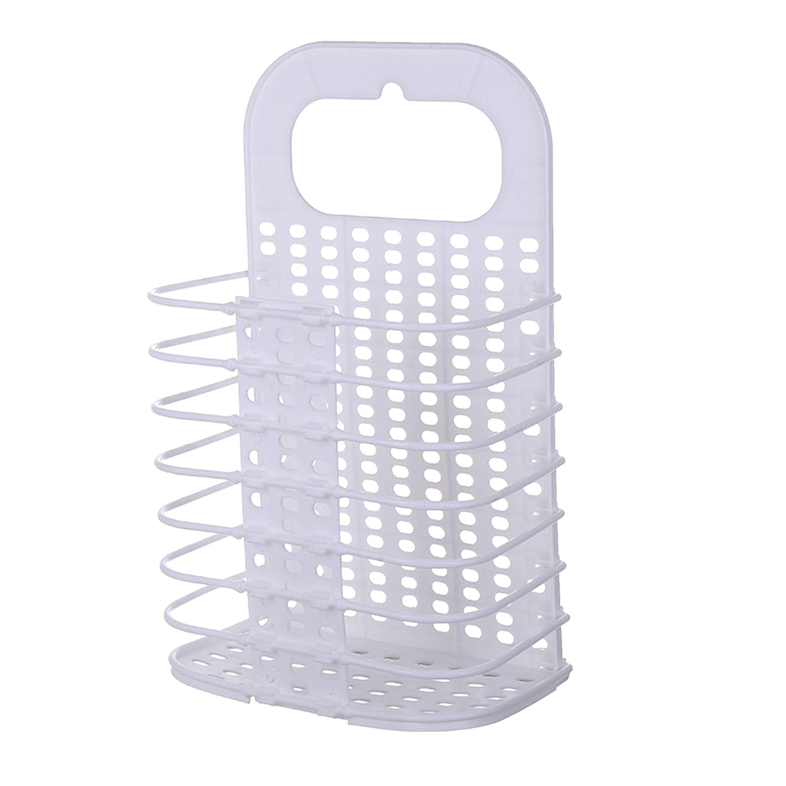 Foldable Perforated Laundry Hamper - Collapsible Clothes Storage Basket for Home Organization (White, 27x14x46 cm) - Perfect for Bedroom, Closet, Dorm & Travel Use