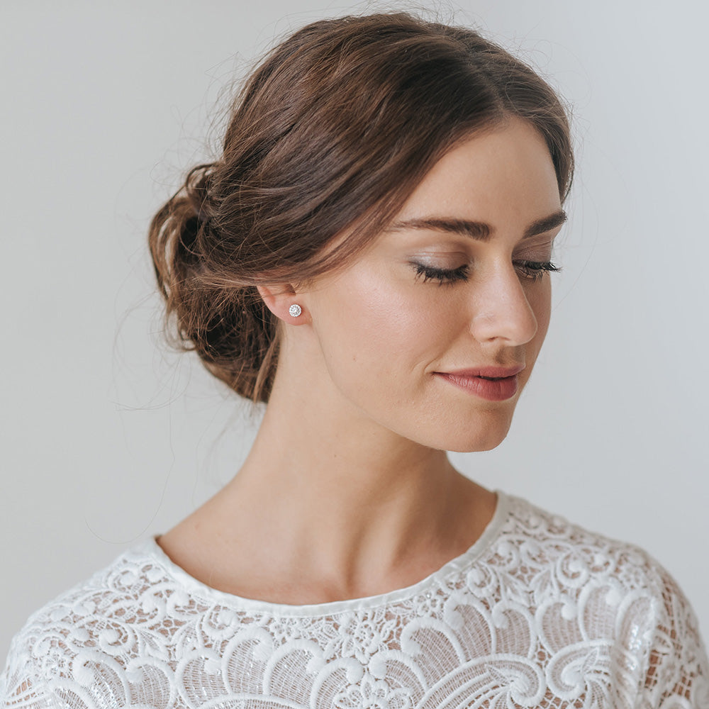 Madeira Bridal Crystal Stud Earrings – Elegant Wedding Jewelry for Brides & Bridesmaids – Perfect for Weddings, Prom & Special Occasions