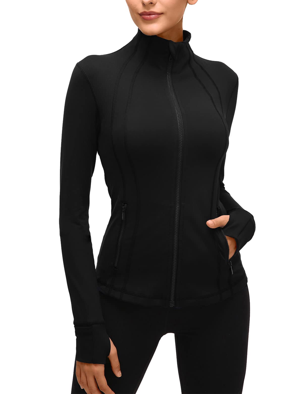Qualidyne Women's Slim Fit Yoga Jacket - Full Zip Athletic Running Jacket with Turtleneck for Workouts | Perfect for Yoga, Gym & Outdoor Activities