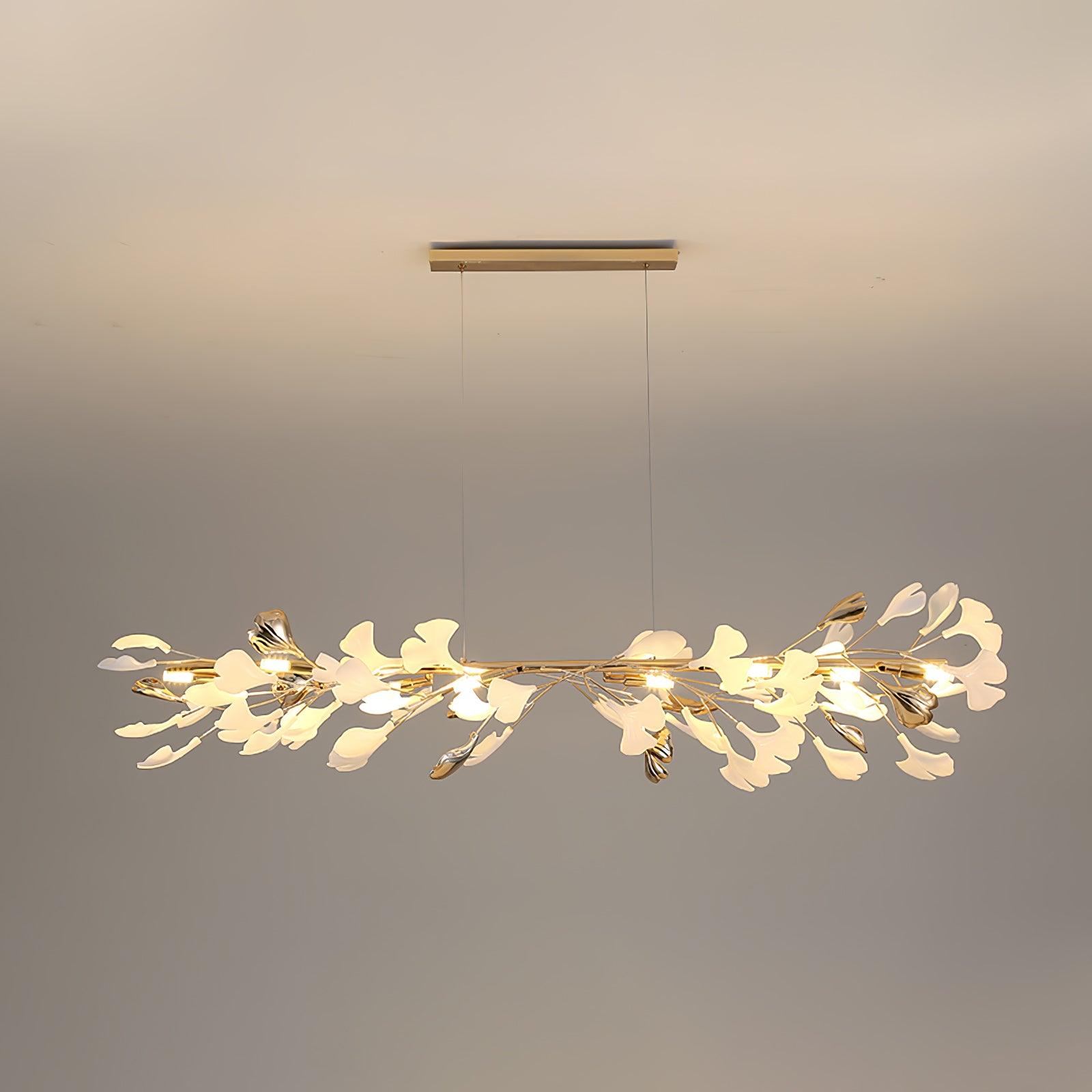 Elegant Ginkgo Leaf Chandelier - Modern Gold Ceiling Light Fixture for Dining Room, Living Room & Bedroom Decor | Perfect for Home, Hotel and Restaurant Lighting