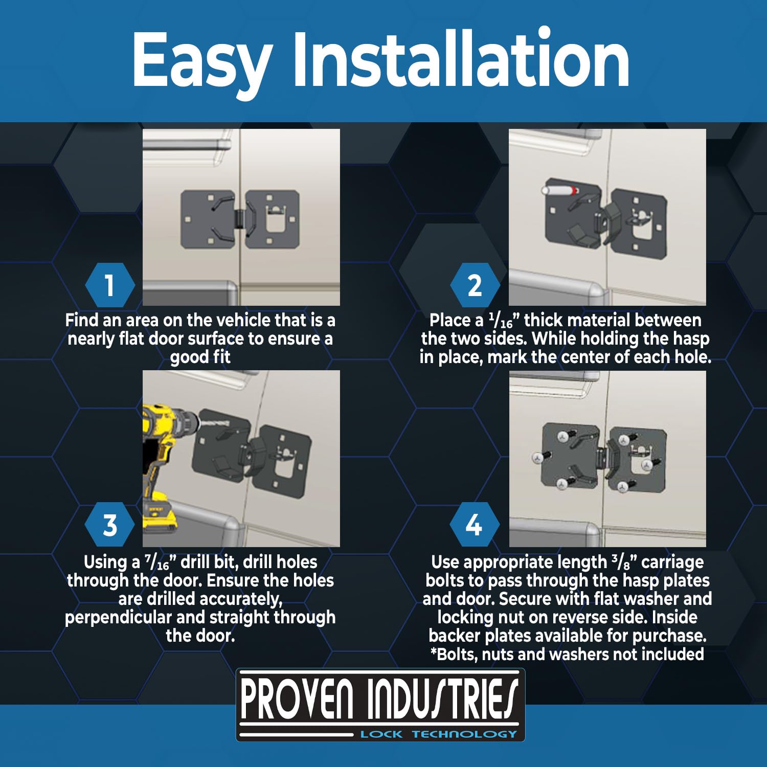 Proven Industries Puck Lock and Hasp Kit - Heavy Duty Storage Door Lock - Made in USA (Black) - Secure Sheds, Garages, Toolboxes & Outdoor Equipment