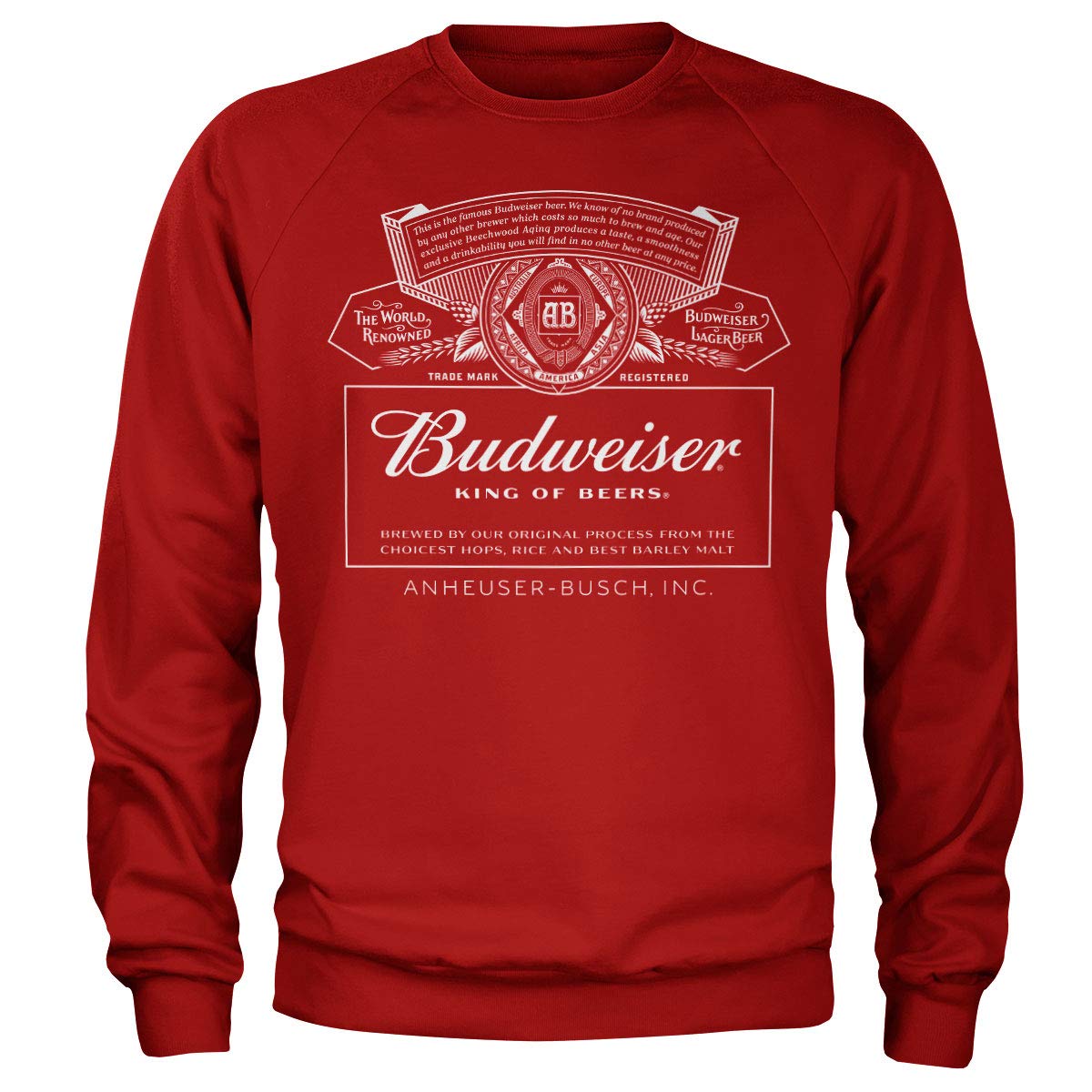 Budweiser Officially Licensed White Logo Sweatshirt - Red Pullover Hoodie for Men & Women | Perfect for Game Day, Tailgating & Casual Wear