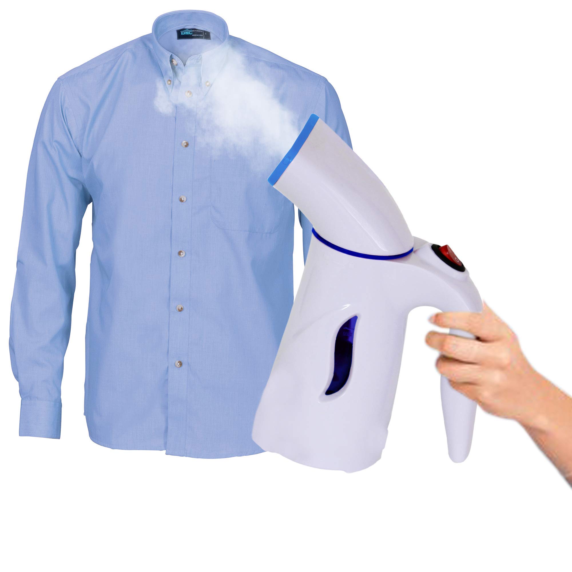 Portable Handheld Steamer for Clothes - Fast Heating Garment & Fabric Steamer with Auto Shut Off - Lightweight Travel Steamer for Home & Hotel Use - Perfect for Removing Wrinkles from Shirts, Dresses, Curtains & Upholstery - Blue