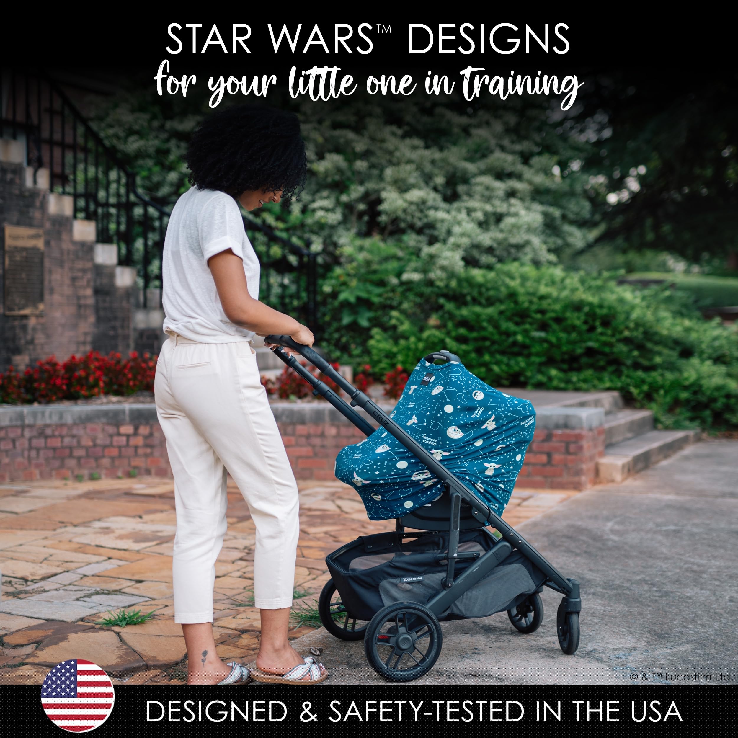 Star Wars The Child 5-in-1 Nursing Cover - Baby Car Seat, Stroller, High Chair, Carrier & Shopping Cart Cover with Privacy Panel | Perfect for Breastfeeding, Newborn Essentials & On-the-Go Moms | Soft Baby Lounger Canopy for Home & Travel Use