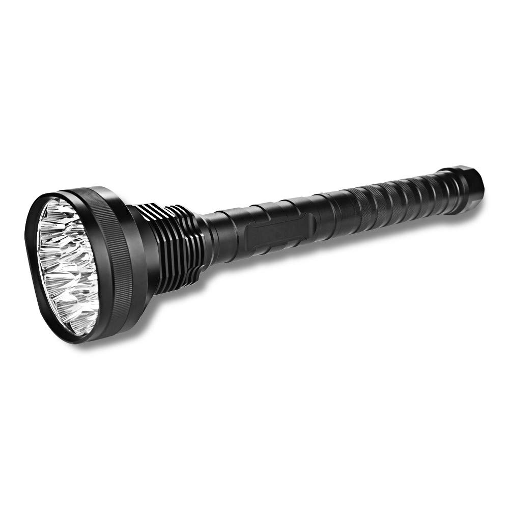 4000LM XM-L LED Super Bright Flashlight - 21xT6 High Power Torch with 5 Modes, Compatible with 26650 & 18650 Batteries, Aluminum Body with SMO Reflector (Black) - Ideal for Camping, Hiking, Emergency and Outdoor Activities