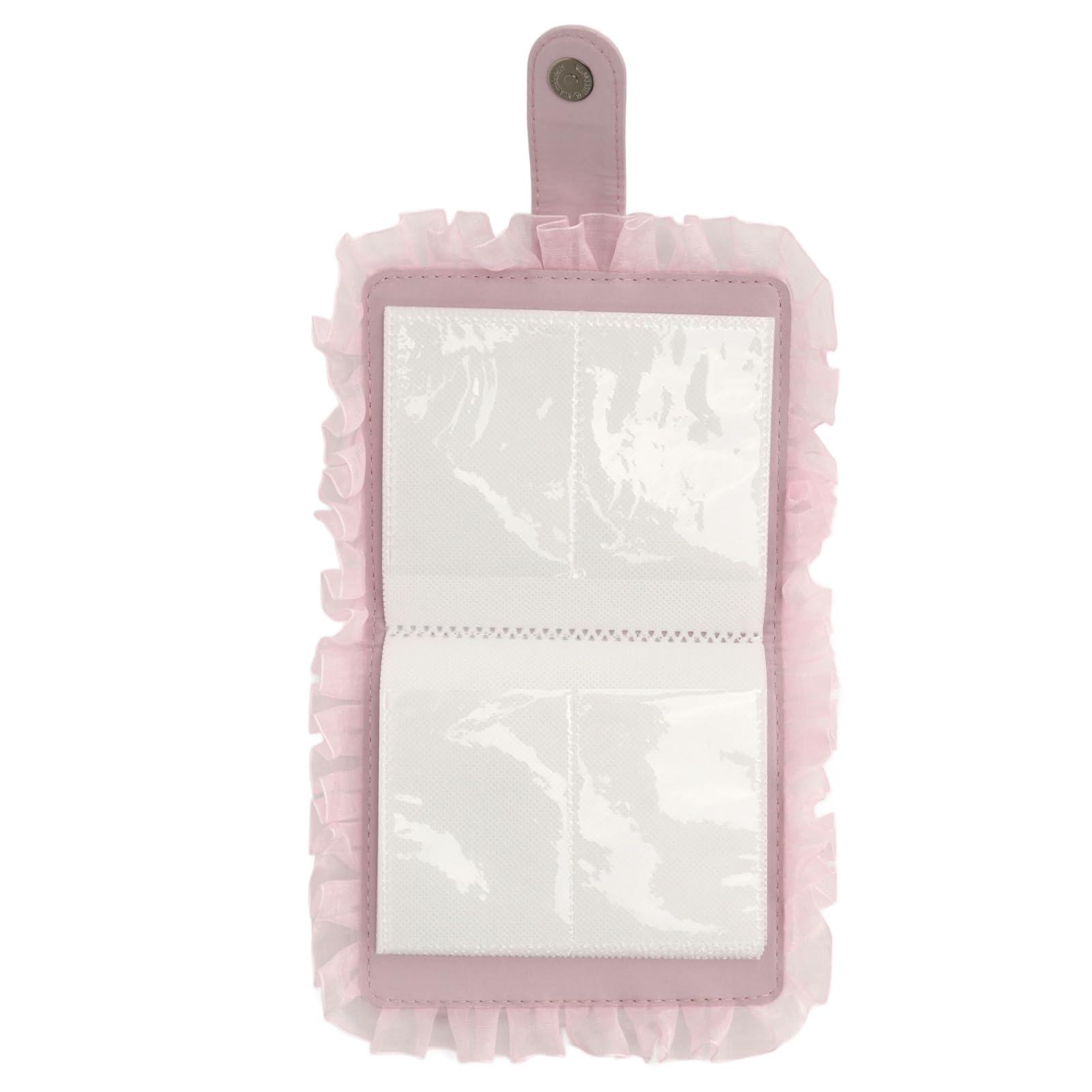 Mini Film Photo Album Book - 64 Pockets for Mini 12/11/9/8 Camera, Universal Photo Holder with Transparent Pages, Leather Cover & Lace Design - Perfect Gift for Weddings, Baby Photos & Travel Memories (Pink)