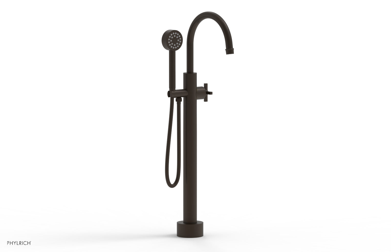 HEX MODERN Low Floor Mount Tub Filler with Cross Handle & Hand Shower - Model 501 46 03 | Perfect for Modern Bathroom Renovations and Spa-Like Shower Experiences