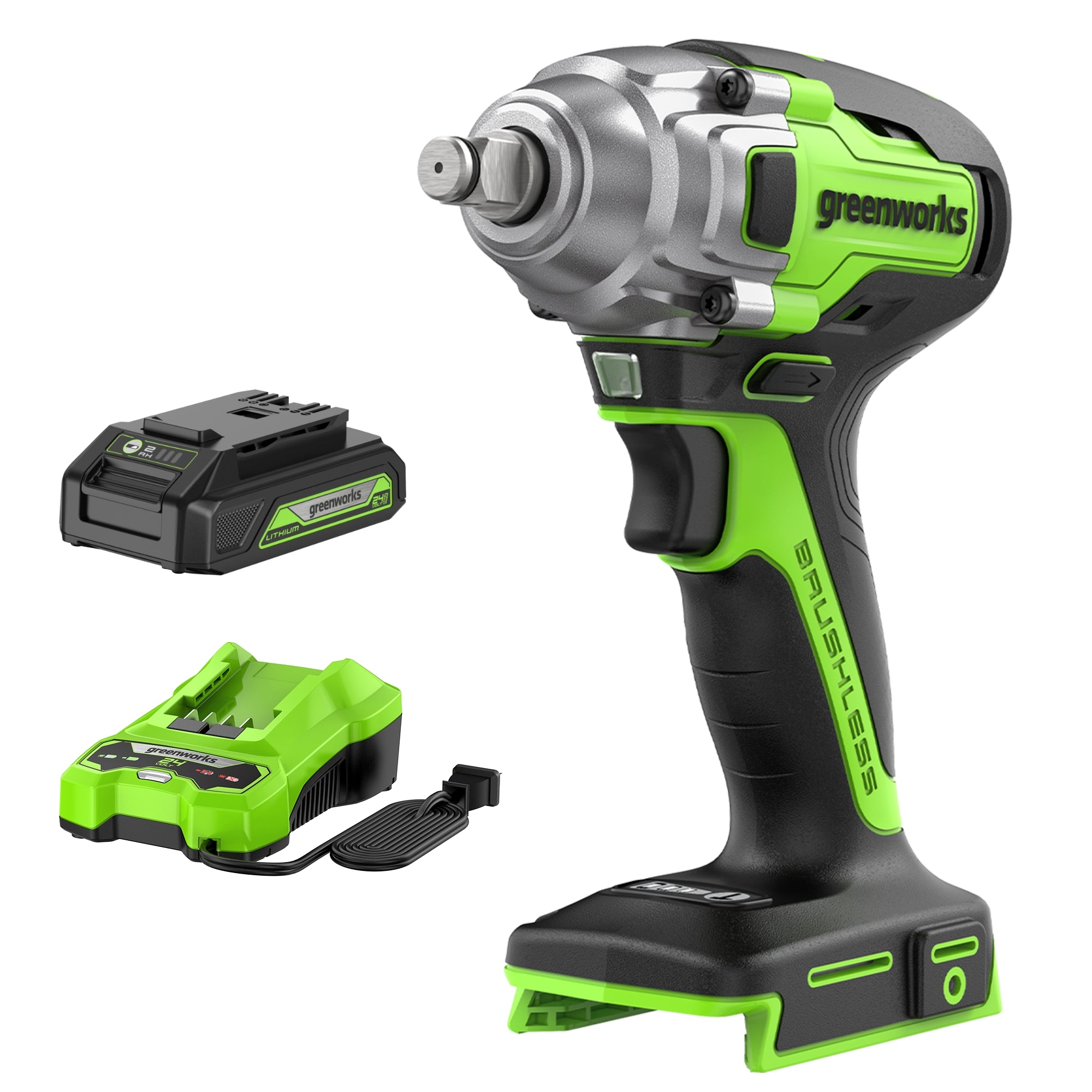 24V 1/2 Inch Cordless Impact Wrench Kit with 2.0Ah Lithium-Ion Battery & Fast Charger - Powerful Electric Tool for Automotive Repair, Construction & DIY Projects