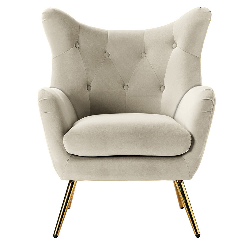 Luxury Isabelle Wingback Velvet Upholstered Armchair - High Back Accent Chair with Sturdy Metal Legs for Living Room, Bedroom & Office Decor
