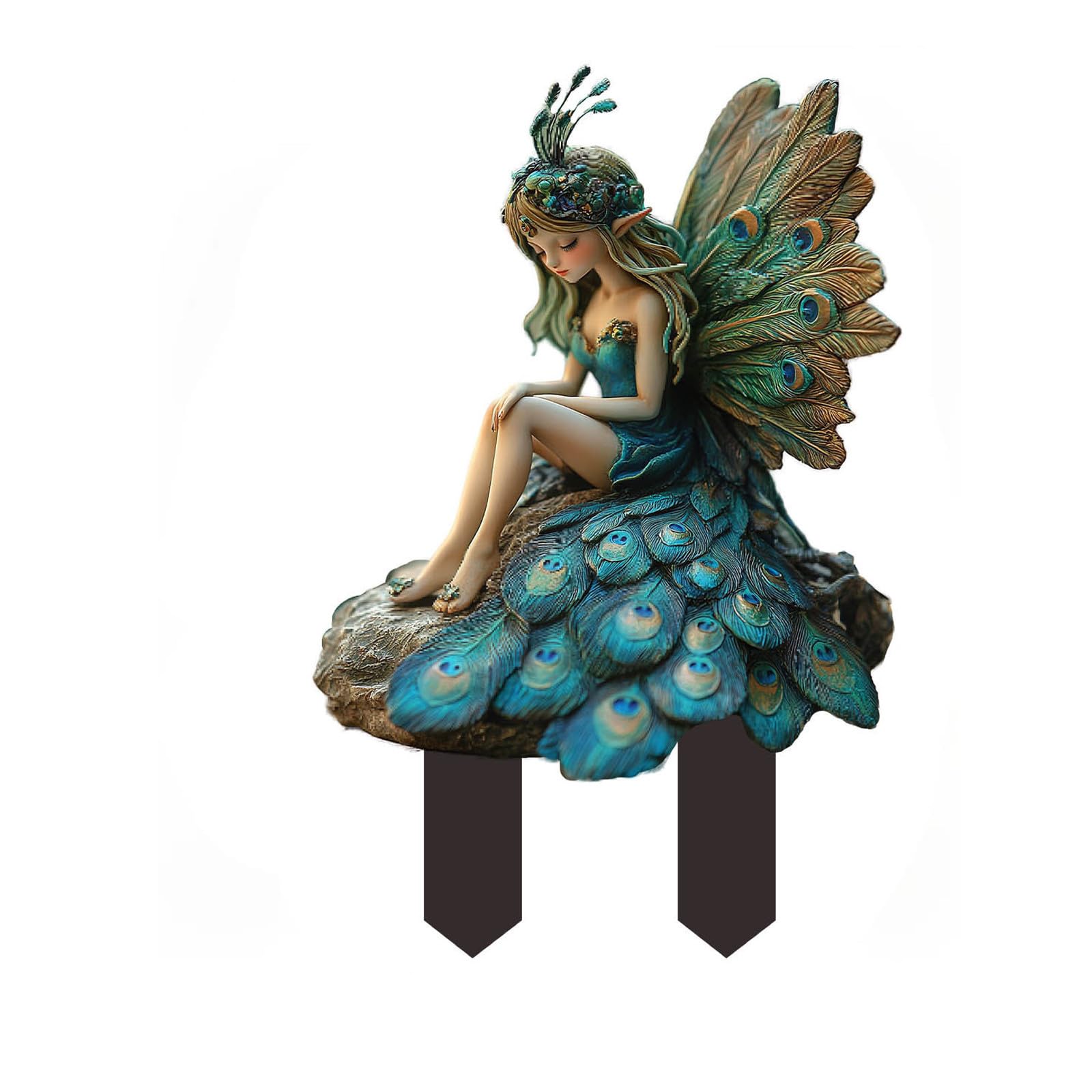 Handmade Bohemian Fairy Flower Pot - 2D Acrylic Planter with Ground Plug for Fairy Garden Decor, Home & Outdoor Use (Peacock Girl Design) | Perfect for Indoor Plant Displays, Garden Accents & Boho Home Decor