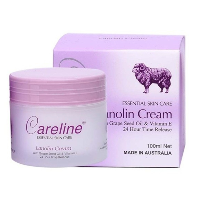 Careline Cream with Lanolin & Grape Seed Oil - Intense Moisturizing Hand & Body Lotion for Dry Skin - Perfect for Winter Care & Nighttime Hydration