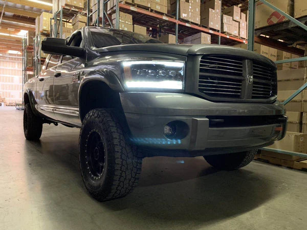 06-08 Dodge Ram NOVA Series LED Projector Headlights - Alpha Black - High Performance Replacement Headlights for Off-Road & Night Driving