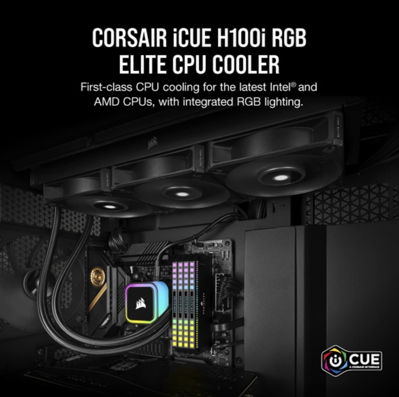 Corsair iCUE H100i RGB Elite Liquid CPU Cooler - 240mm Radiator, 120mm AF Elite Fans, 16 RGB LEDs, iCUE Software Control - Compatible with Intel LGA 1700/1200/115X/2066 & AMD AM4 Sockets - High Performance Cooling for Gaming PCs & Workstations