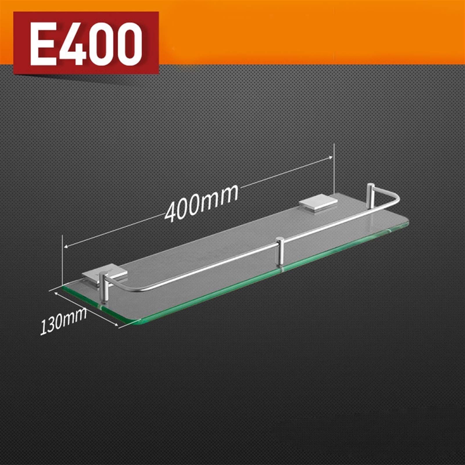 Floating Glass Shelves for Shower - Wall Mounted Bathroom Storage Organizer with Aluminum Brackets - Easy to Install Hanging Shelf (35cm) - Perfect for Shampoo, Soap & Towel Storage in Bathroom