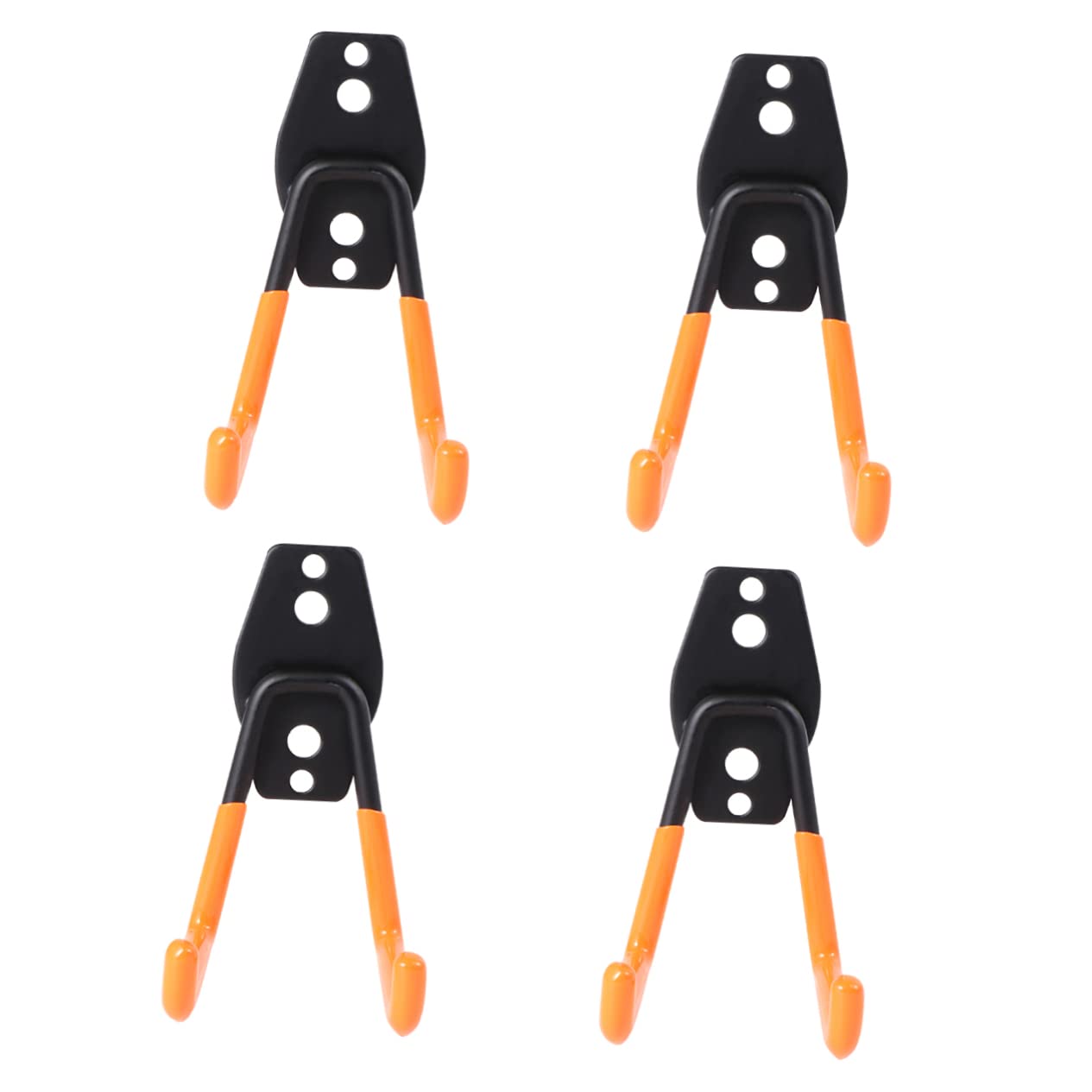4-Pack Heavy Duty Orange Metal Wall Hooks with Anti-Slip Coating - Sturdy Garage Storage Hangers for Tools, Hats, Coats & Home Organization (Perfect for Workshop, Shed, Entryway & Closet)