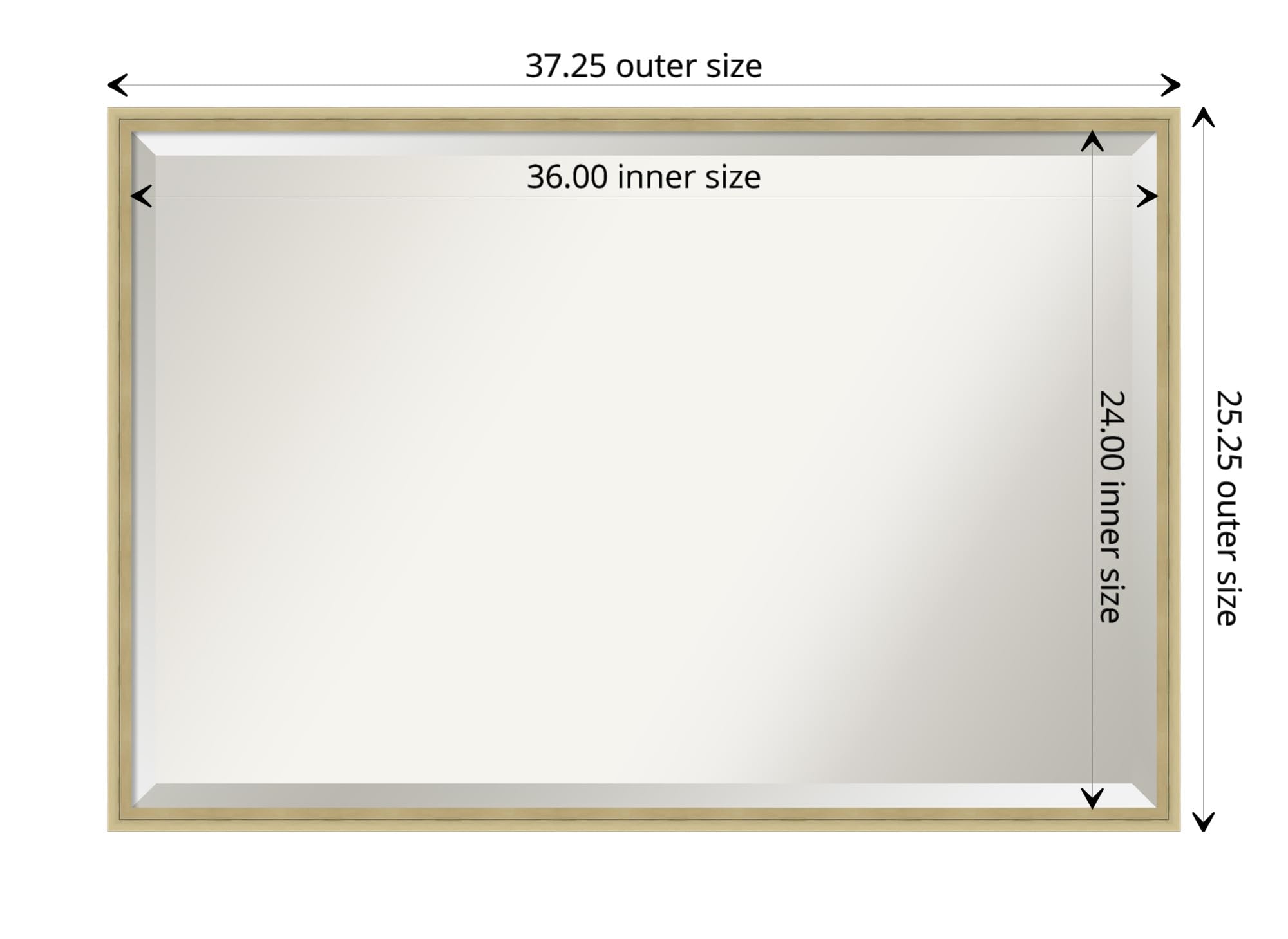 Amanti Art Champagne Wall Mirror 25x37 - Modern Rectangle Bathroom & Living Room Mirror with Wood Frame - Horizontal or Vertical Hanging - Perfect for Wall Decor, Vanity, Bedroom & Entryway