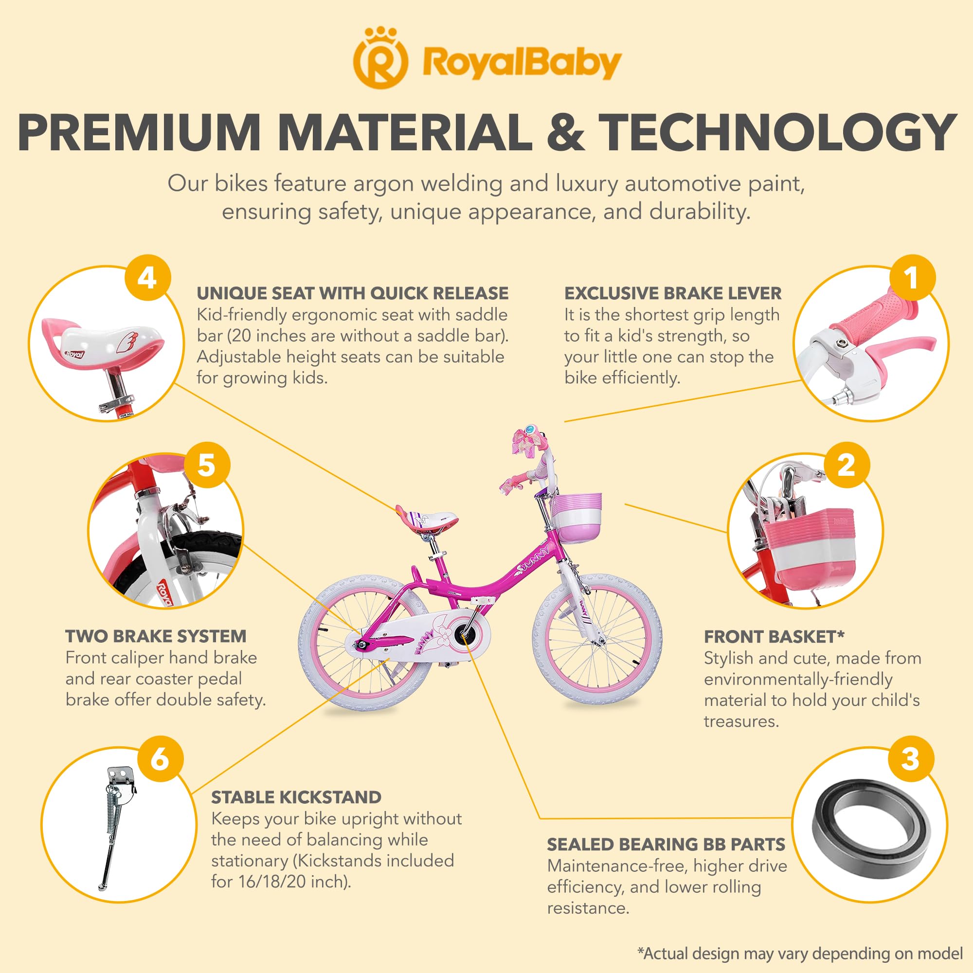 Royalbaby Princess Girls Bike 12 14 16 18 20 Inch Kids Bicycle with Basket for Ages 3-12 | Perfect for Outdoor Play, Park Rides & Neighborhood Adventures