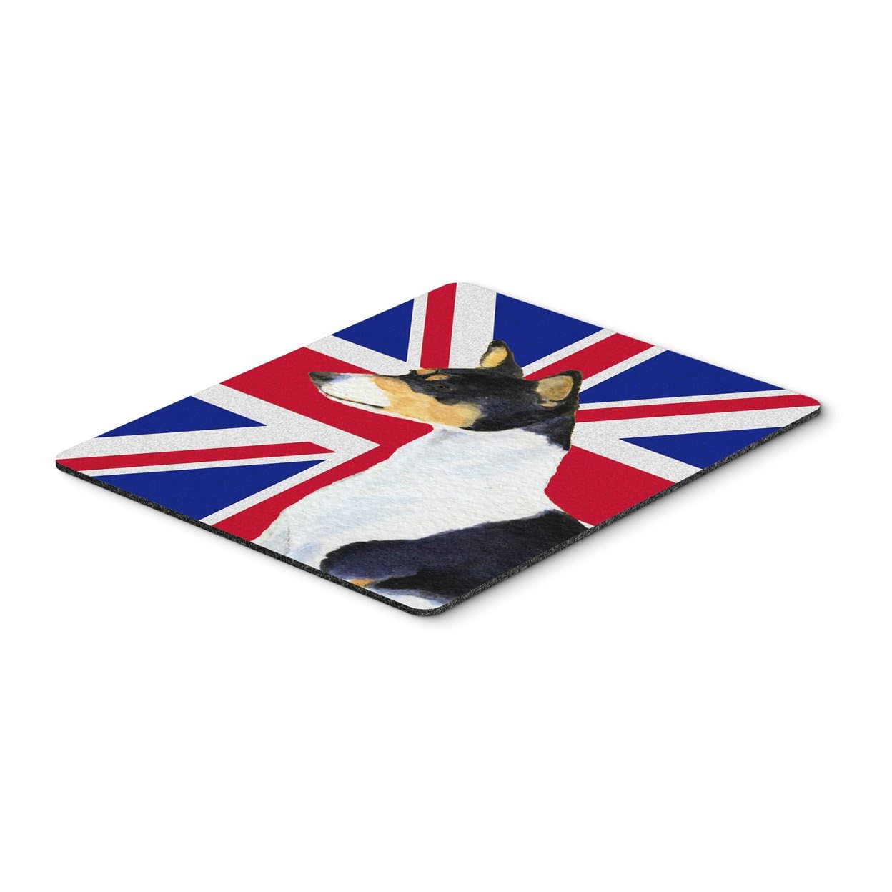 Basenji Dog with British Flag Mouse Pad - Large Washable Non-Slip Desk Mat for Computer, Laptop, Gaming & Office Use | Perfect Home Office Accessory & Kitchen Hot Pad Trivet