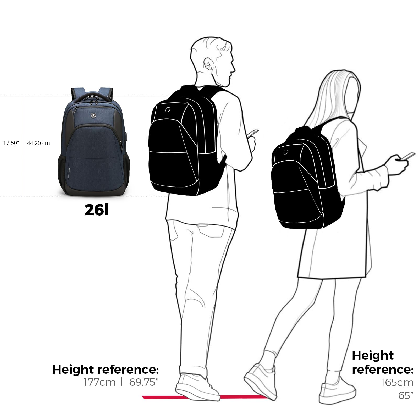 Swissdigital Stylish Travel Laptop Backpack for Men & Women - USB Charging Port Business Backpack Fits 16 Inch Notebook - Perfect for Commuting, College & Business Trips - Blue | ANDWIL